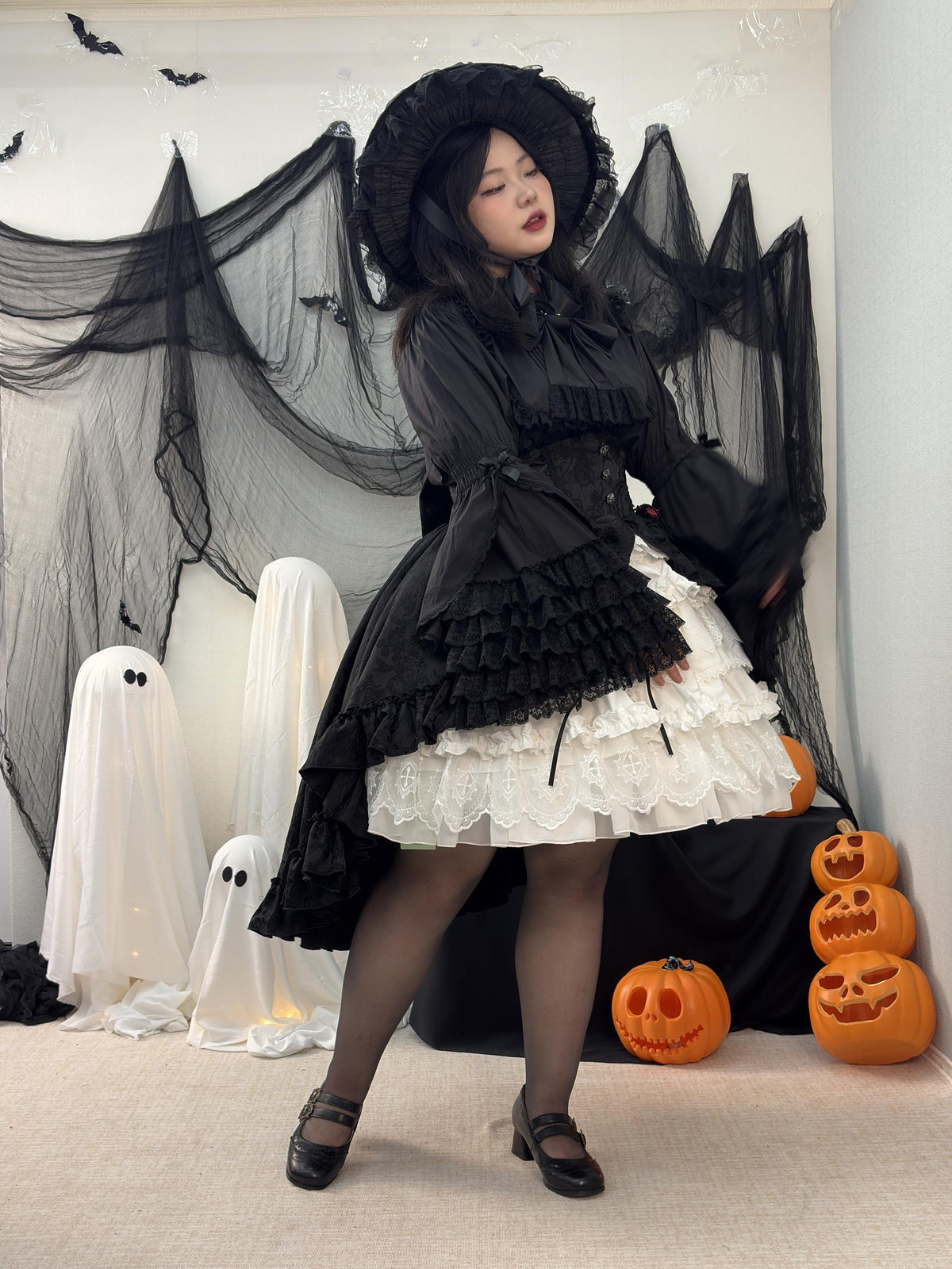 Noloria 21.7" (55 cm) Hoop Puffy Plus Size Lolita Petticoat, Moon Cage 45907:871685