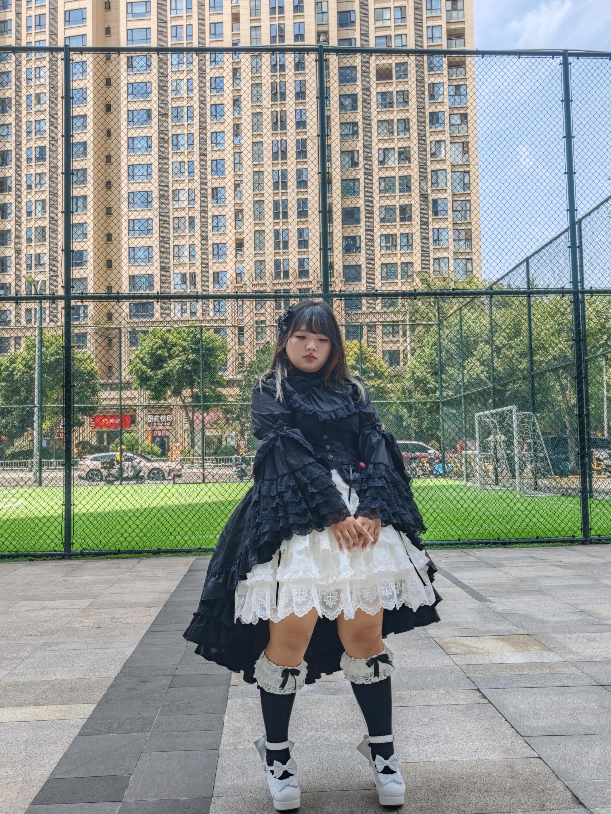 Blood Moon Rose - Gothic Lolita Plus Size Skirt with Integrated Jacquard Waist Cincher 45599:864967