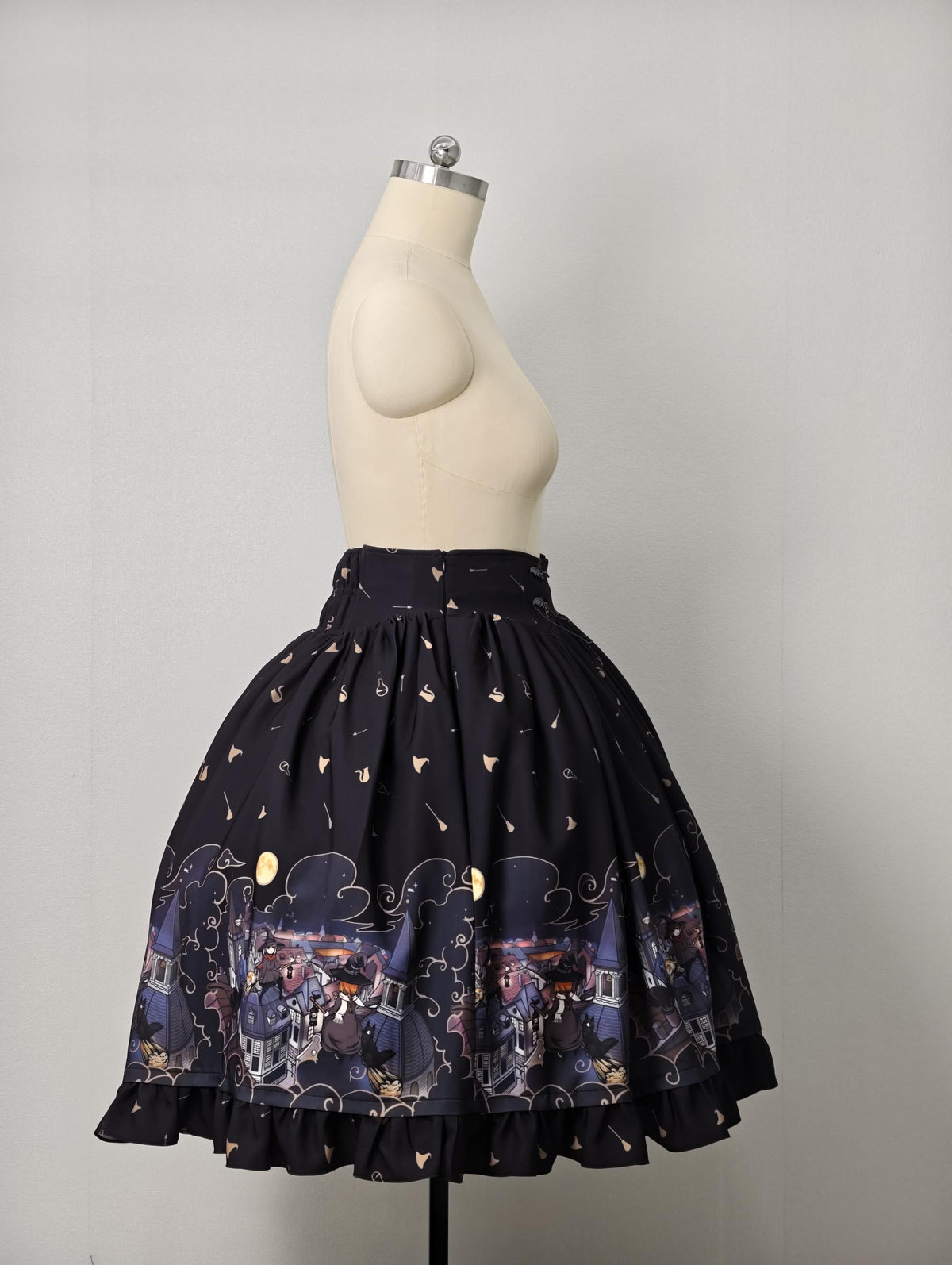 Witching Night - Halloween Gothic Lolita Plus Size Skirt, Witch-Themed Print 46090:875083
