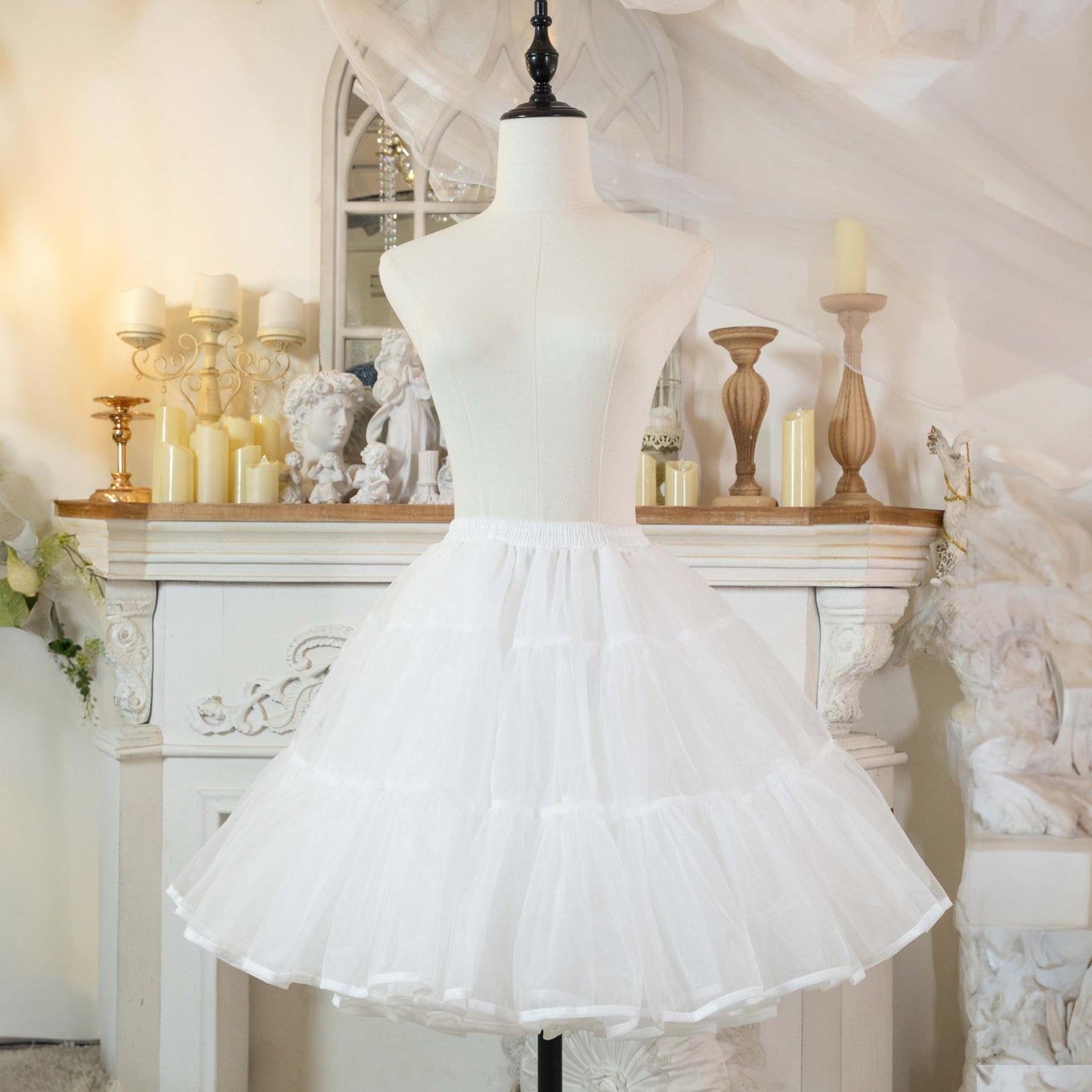 Noloria - 17.7" (45 cm) Organza Lolita Puffy White Petticoat 43720:786576