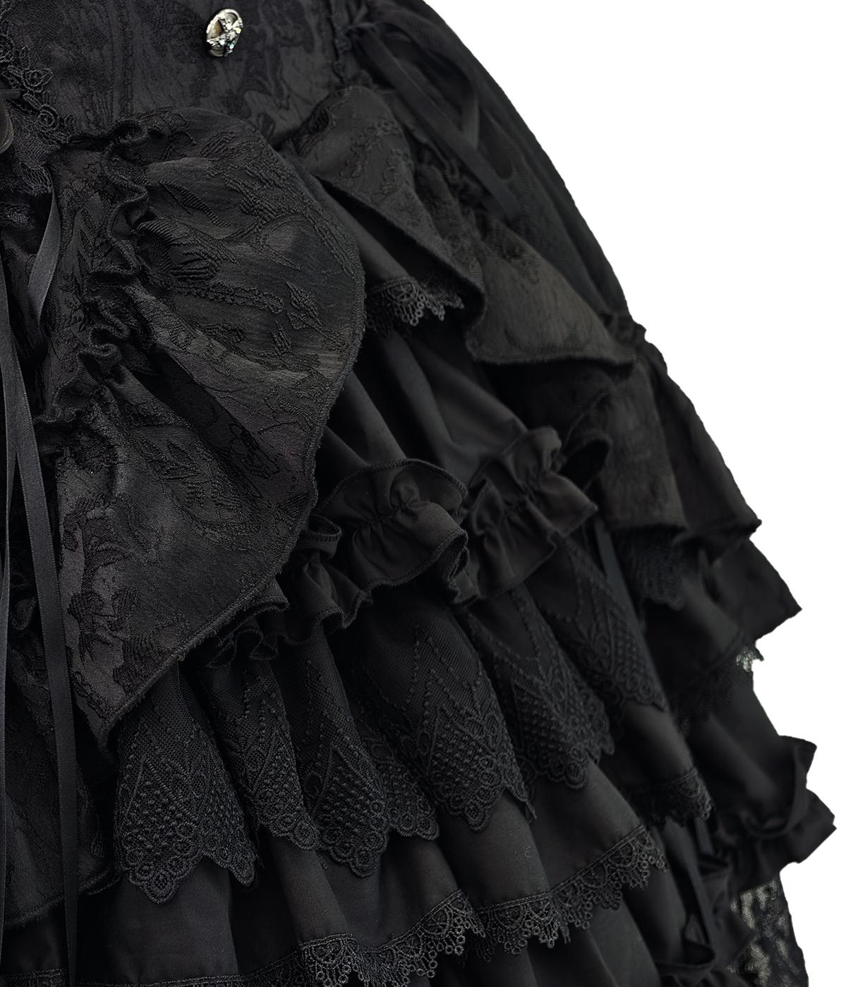 Blood Moon Rose - Gothic Lolita Plus Size Skirt with Integrated Jacquard Waist Cincher 45599:866050