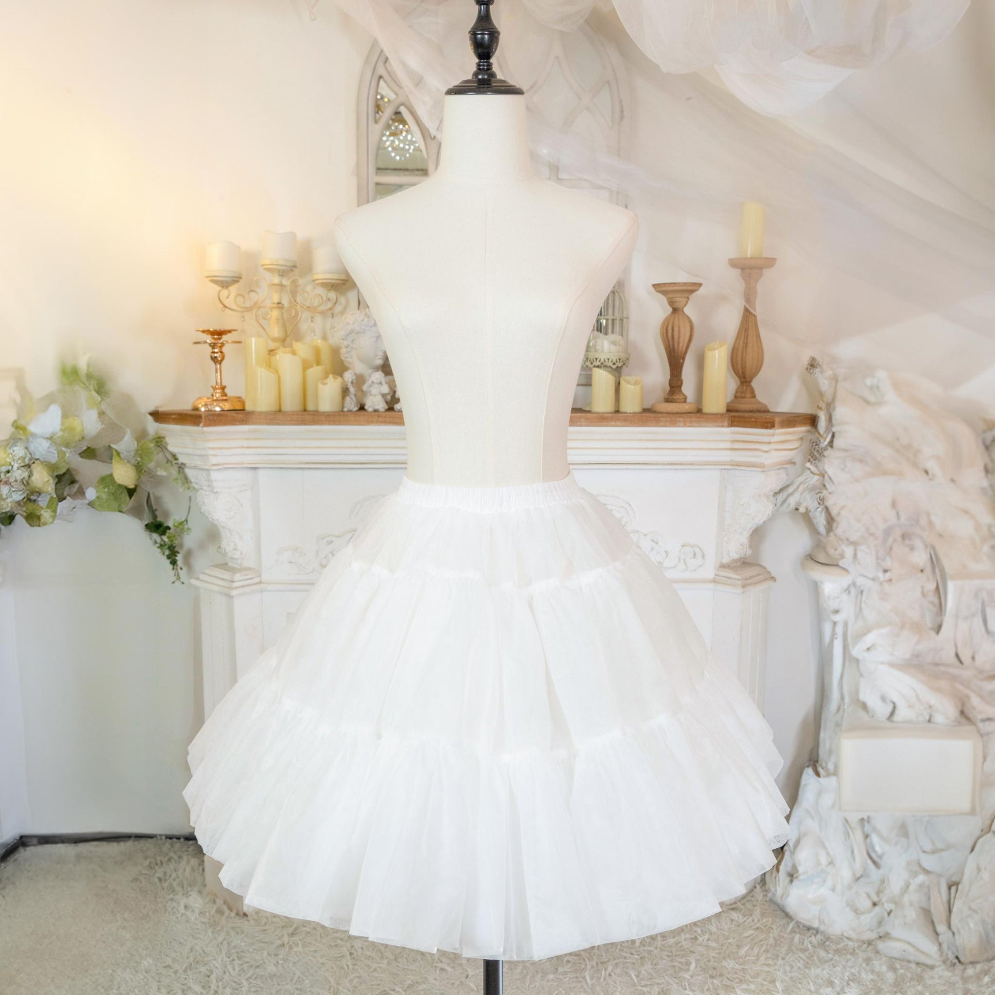 Noloria - White Puffy Lolita Petticoat, 17.7" (45 CM), Cotton Lining 43722:786542