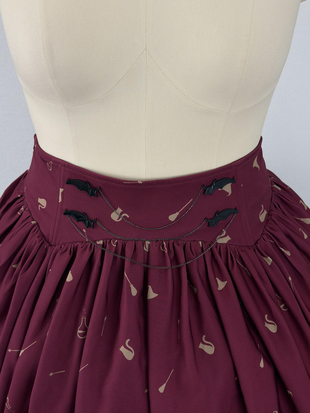 Witching Night - Halloween Gothic Lolita Plus Size Skirt, Witch-Themed Print 46090:874820