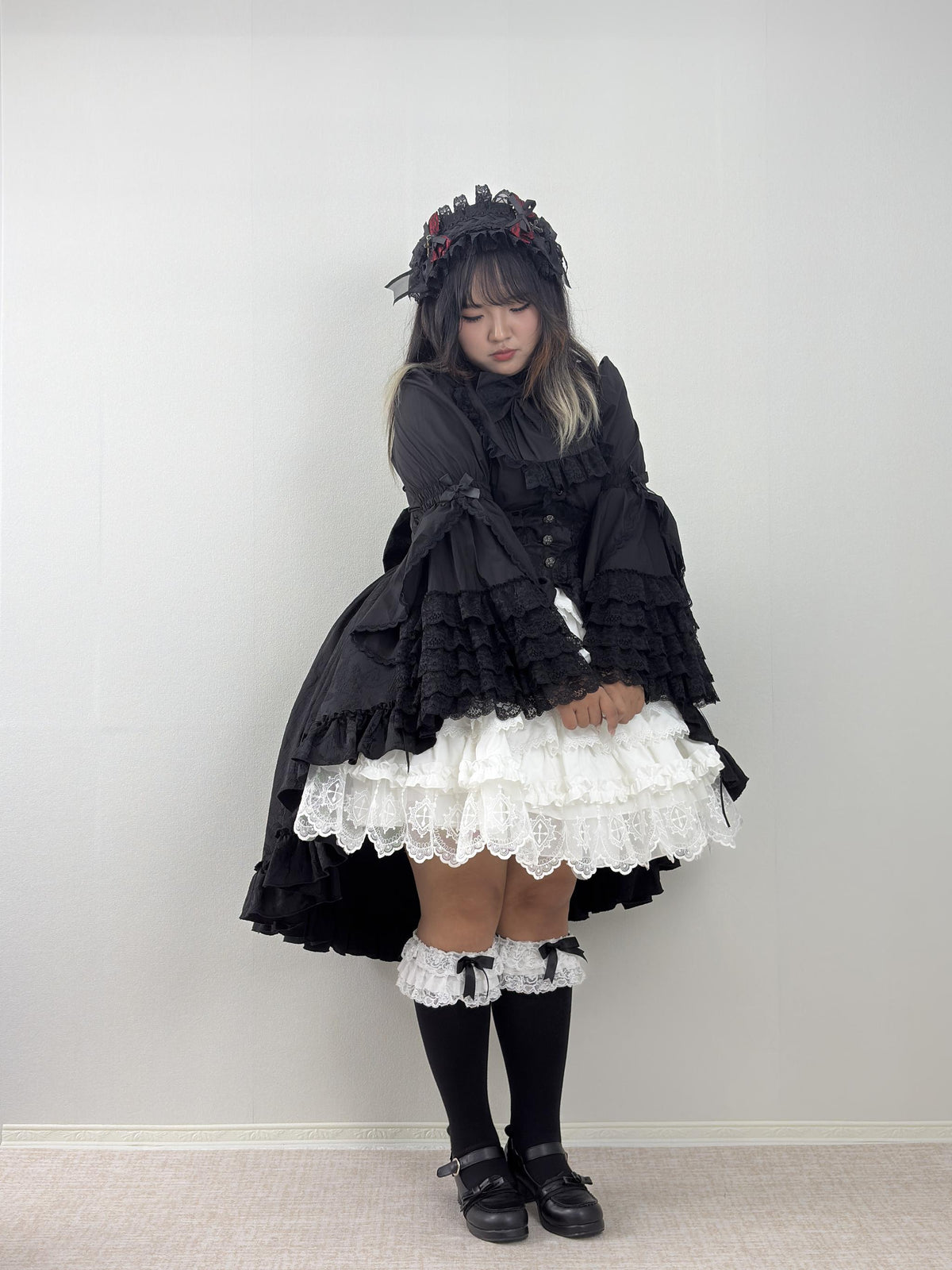 Plus Size Cotton Lolita Blouse, Princess Sleeves 45596:865057