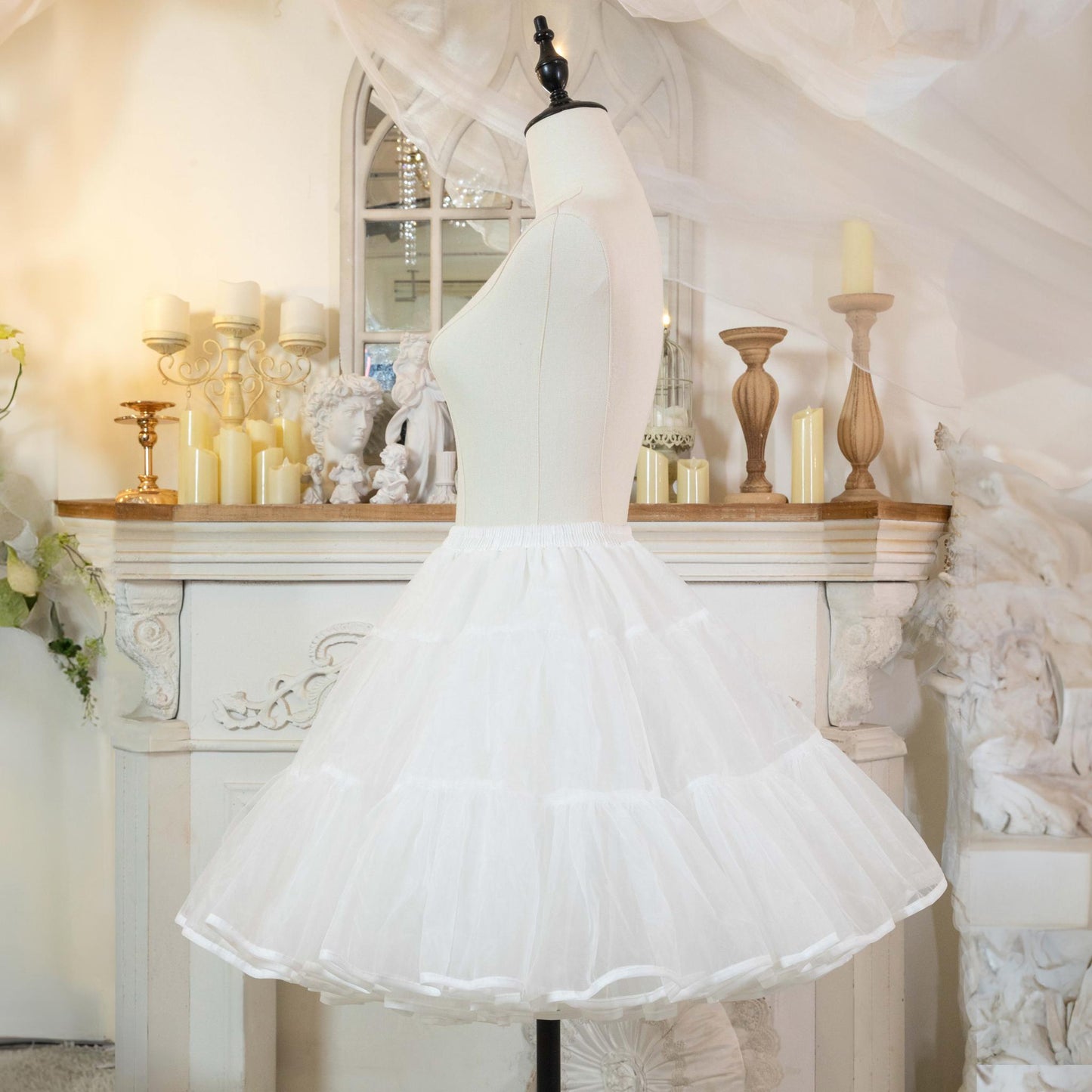 Noloria - 17.7" (45 cm) Organza Lolita Puffy White Petticoat 43720:786572