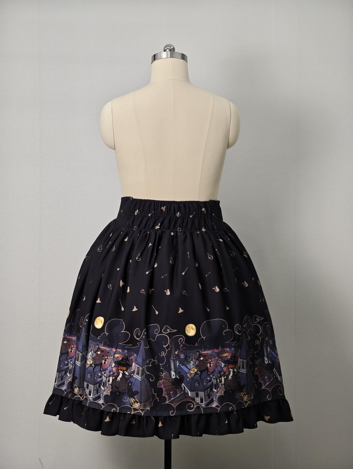 Witching Night - Halloween Gothic Lolita Plus Size Skirt, Witch-Themed Print 46090:875082