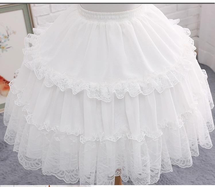 Manyiluo - White Adjustable Boned Lolita Petticoat, 18.1" (46 cm) 43947:790358