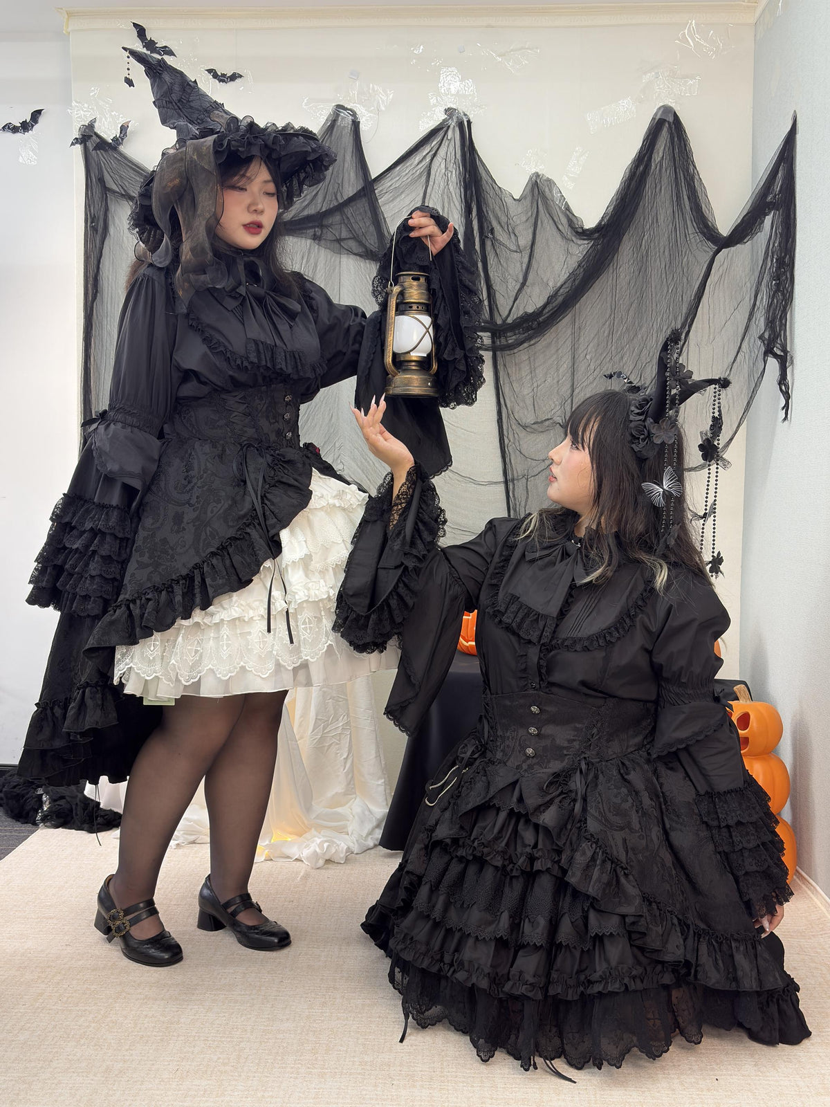 Blood Moon Rose - Gothic Lolita Plus Size Skirt with Integrated Jacquard Waist Cincher 45599:871705