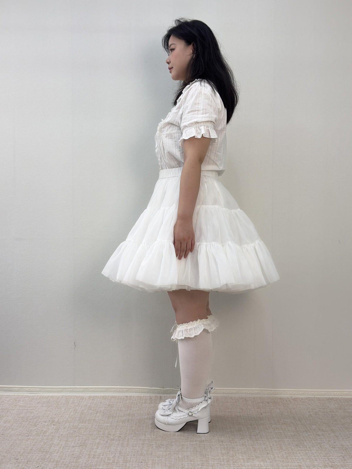 Noloria 18.9" (48 cm) High Volume Plus Size Lolita Petticoat, Cloud Bloom 45716:872700