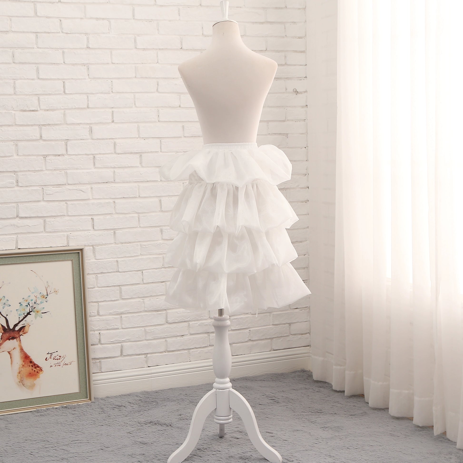 Manyiluo - Bustle Style Lolita Petticoat, Adjustable Length & Puffiness (White) 43970:791169