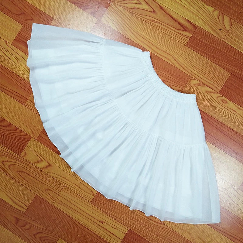 Krncrlo - White Lolita Petticoat, Adjustable Puffy, 17.7" (45 cm) 43978:789984