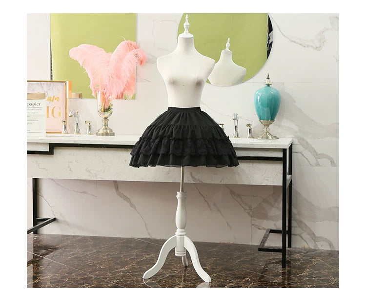Manyiluo - 18.5" (47 cm) Lolita Petticoat, Adjustable Birdcage-Inspired (Black) 43946:791297