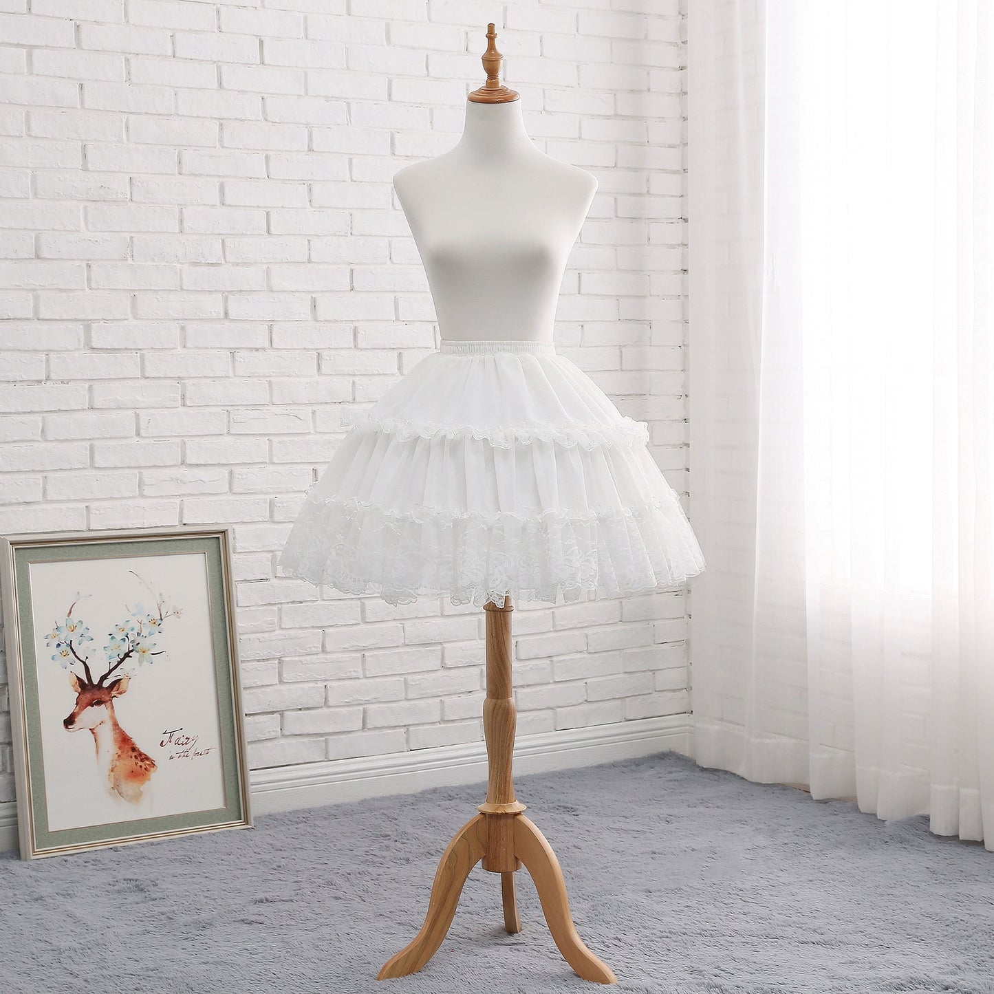 Manyiluo - White Adjustable Boned Lolita Petticoat, 18.1" (46 cm) (White) 43947:790341