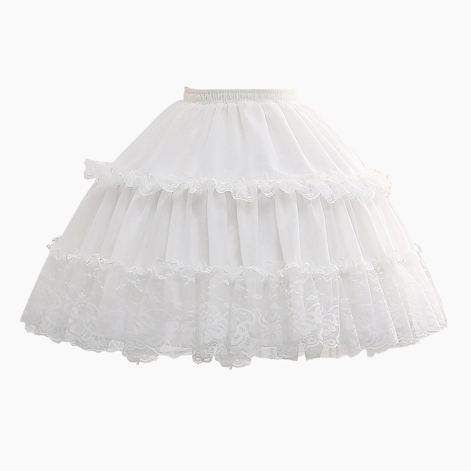Manyiluo - White Adjustable Boned Lolita Petticoat, 18.1" (46 cm) 43947:790353