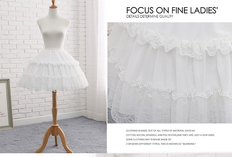 Manyiluo - White Adjustable Boned Lolita Petticoat, 18.1" (46 cm) 43947:790343