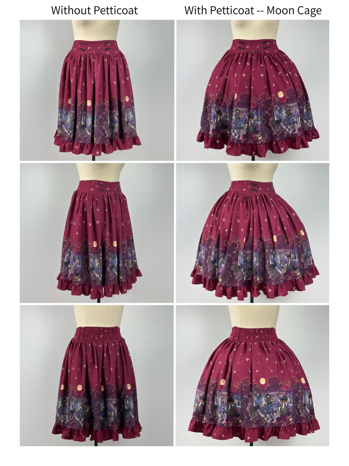 Witching Night - Halloween Gothic Lolita Plus Size Skirt, Witch-Themed Print 46090:874810