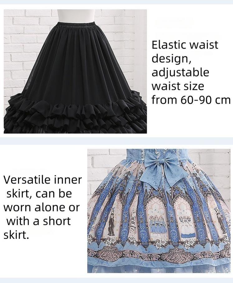 Manyiluo - 27.6" (70 cm) A-line Lolita Petticoat, Adjustable Puffiness 43980:790755