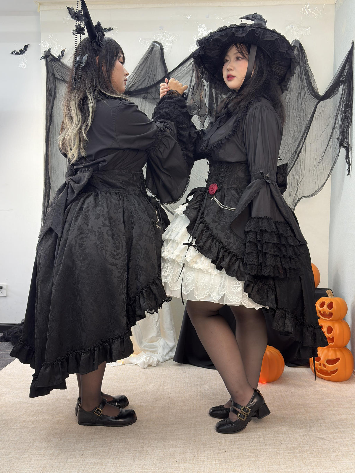 Blood Moon Rose - Gothic Lolita Plus Size Skirt with Integrated Jacquard Waist Cincher 45599:871703