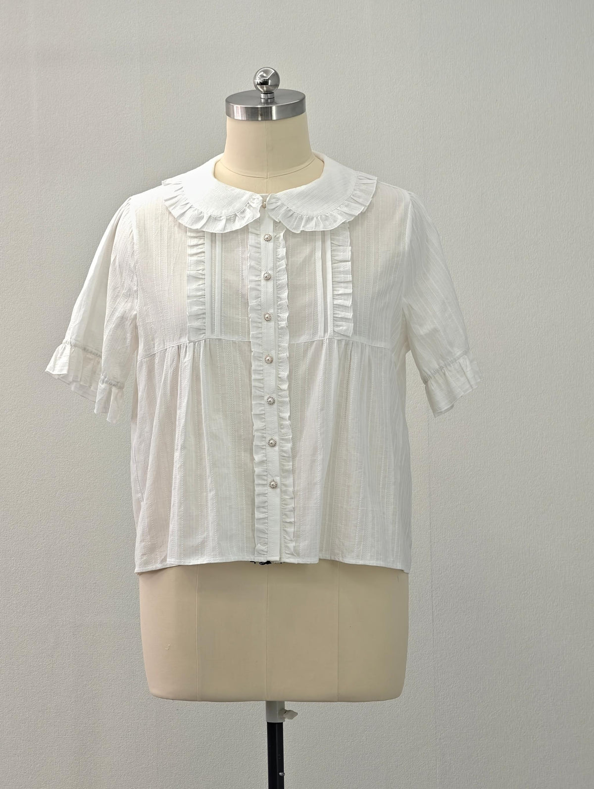 Cotton Plus Size Lolita Blouse, Peter Pan Collar (1X 2X / White) 45598:866501