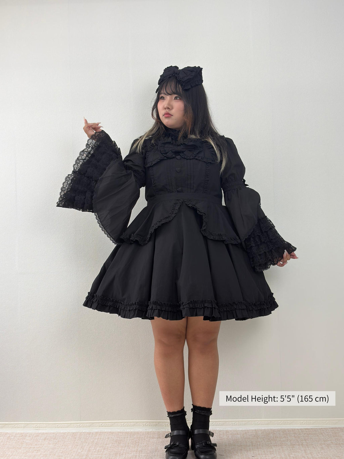 Cotton Plus Size Lolita Jumper Dress, Full Back Shirring 45594:875153
