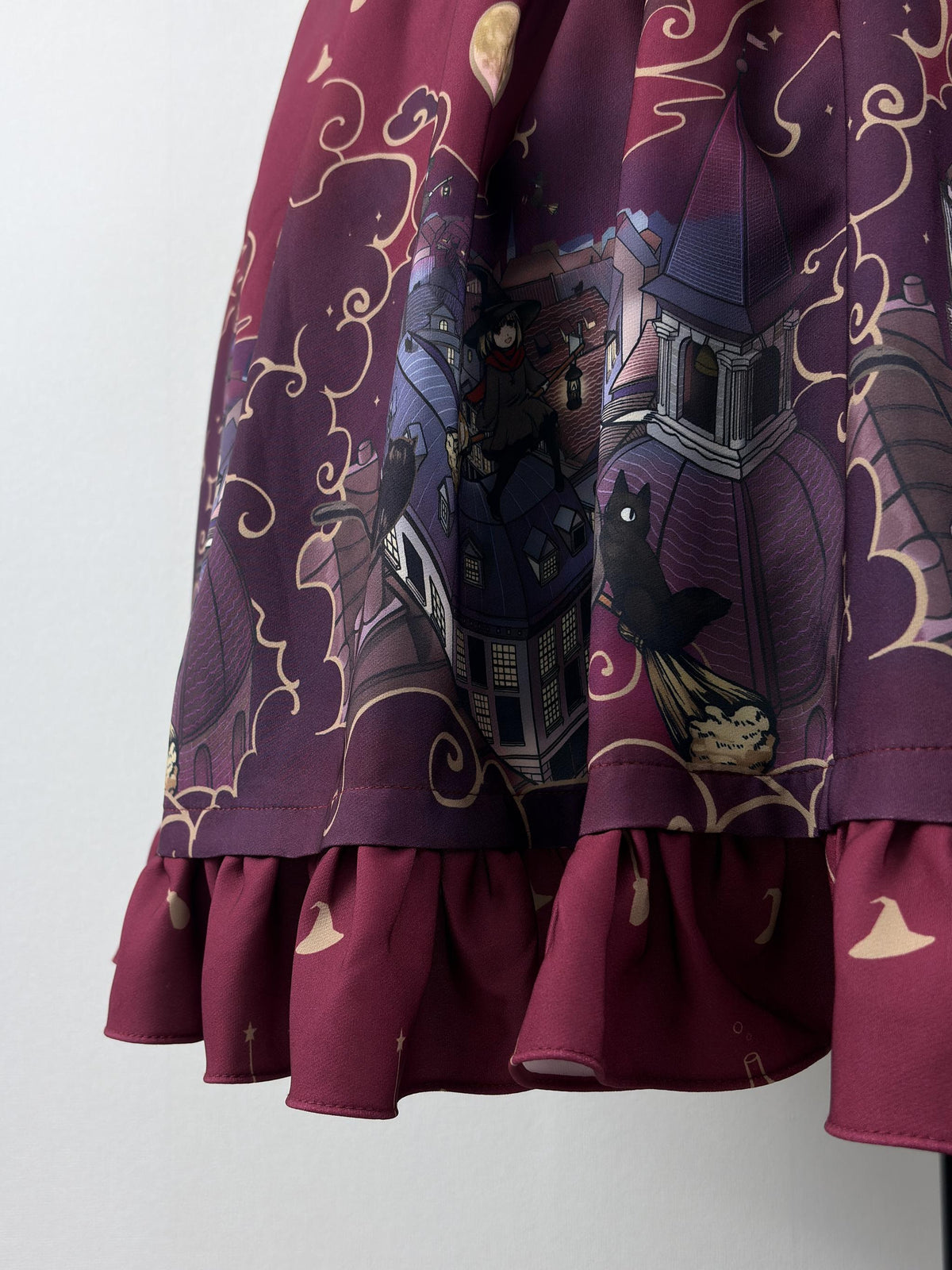 Witching Night - Halloween Gothic Lolita Plus Size Skirt, Witch-Themed Print 46090:874824