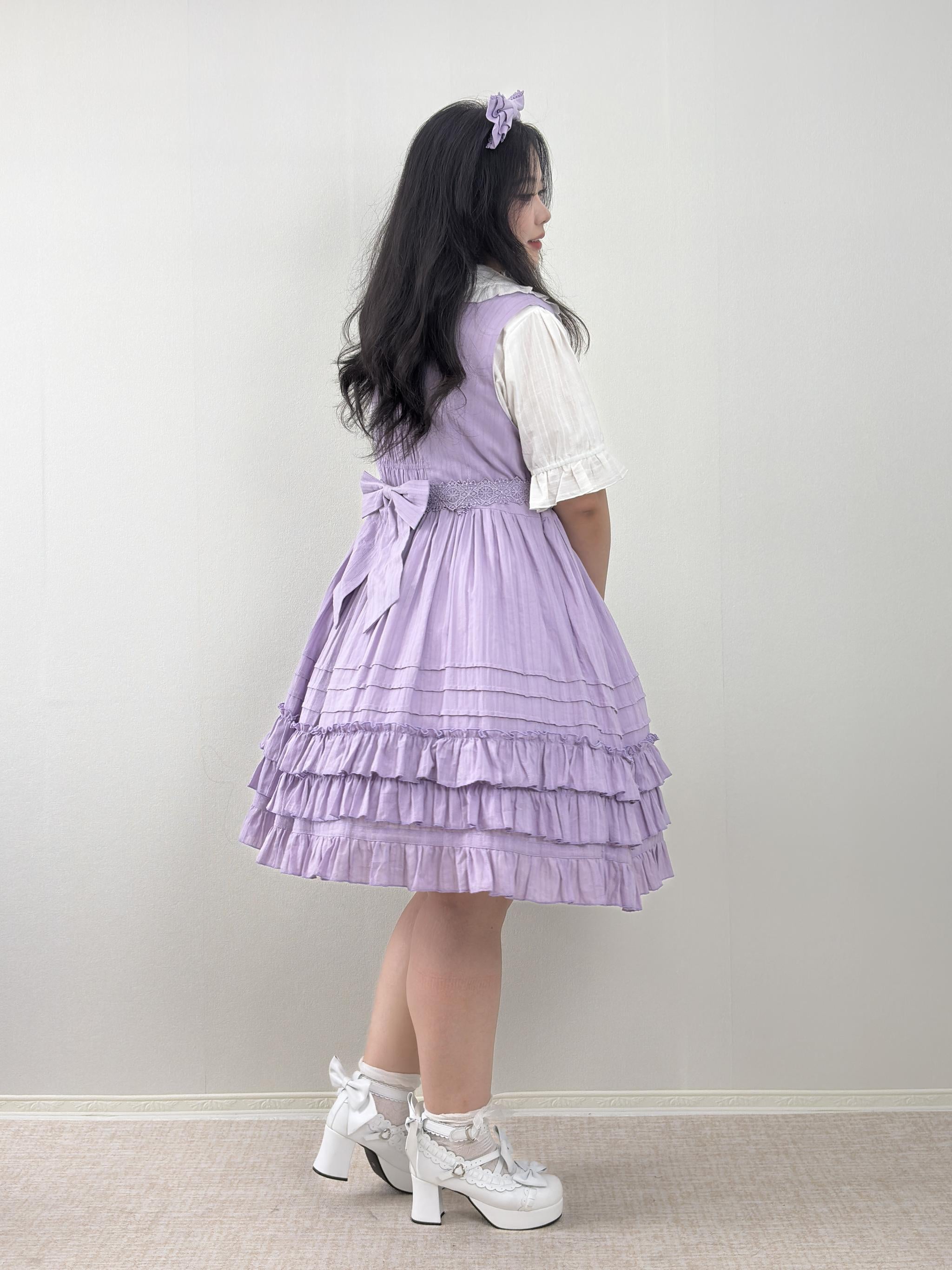 Cotton Plus Size Lolita Jumper Dress, Floral Embroidery 45595:865122