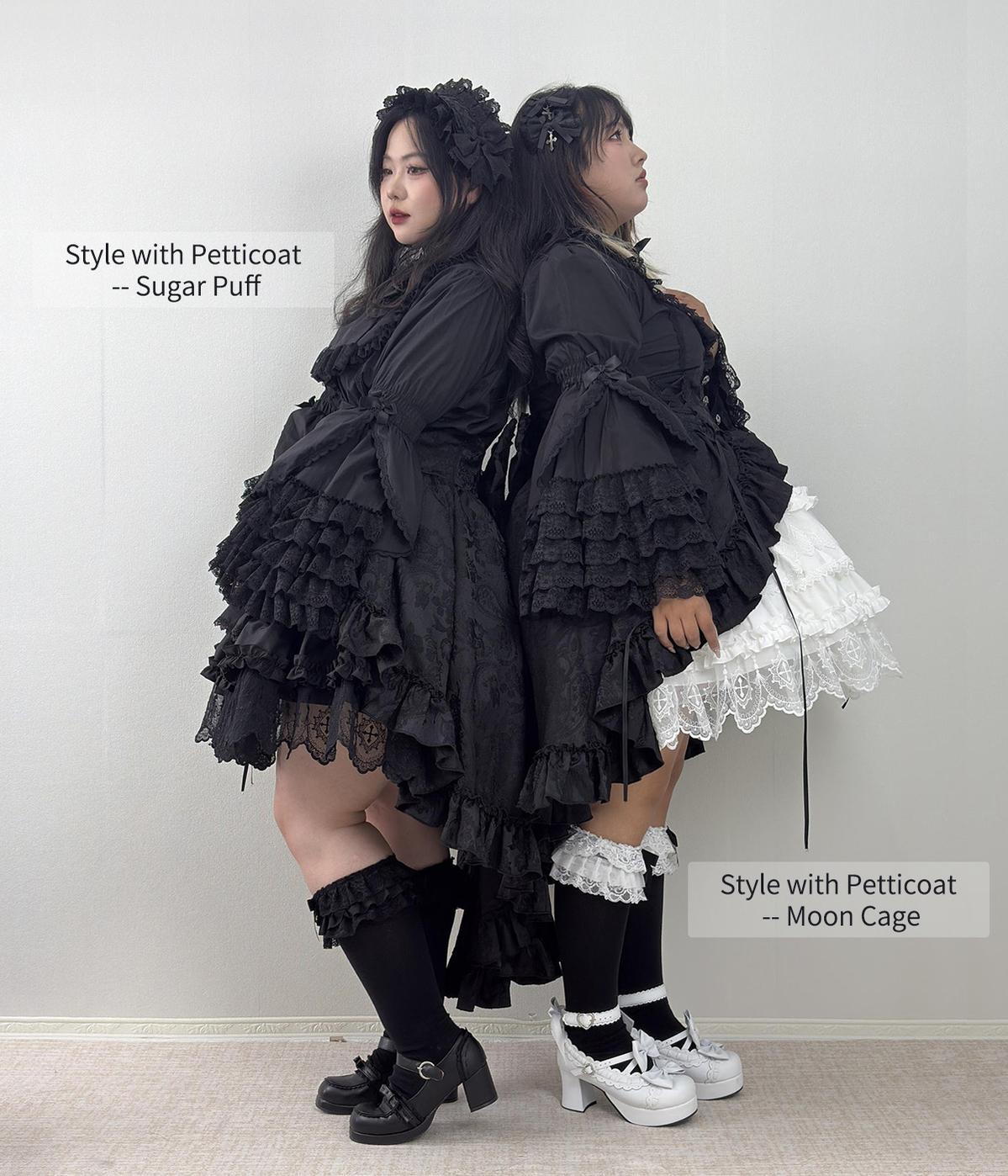 Blood Moon Rose - Gothic Lolita Plus Size Skirt with Integrated Jacquard Waist Cincher 45599:872497