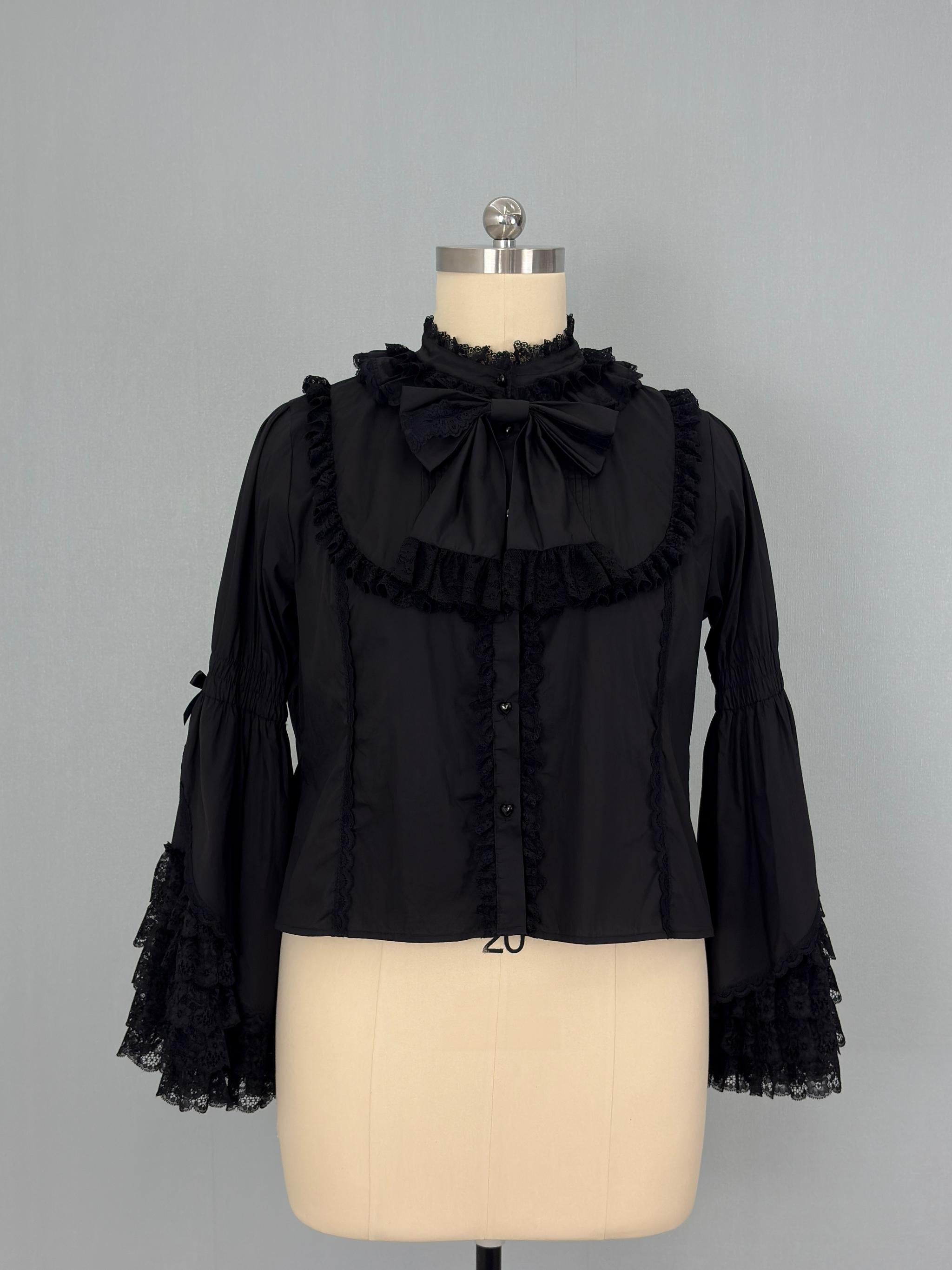 Plus Size Cotton Lolita Blouse, Princess Lace Sleeves 45596:866500