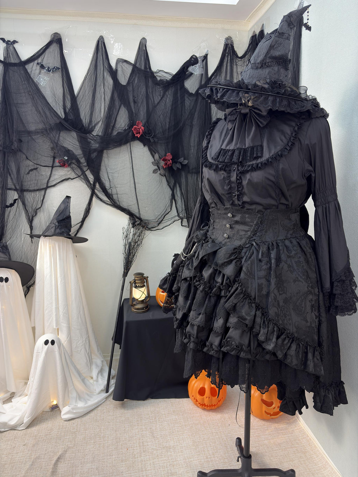 Blood Moon Rose - Gothic Lolita Plus Size Skirt with Integrated Jacquard Waist Cincher 45599:871702