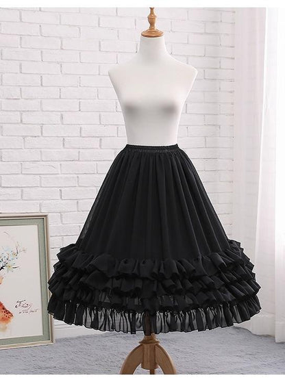 Manyiluo - 27.6" (70 cm) A-line Lolita Petticoat, Adjustable Puffiness (Black) 43980:790757