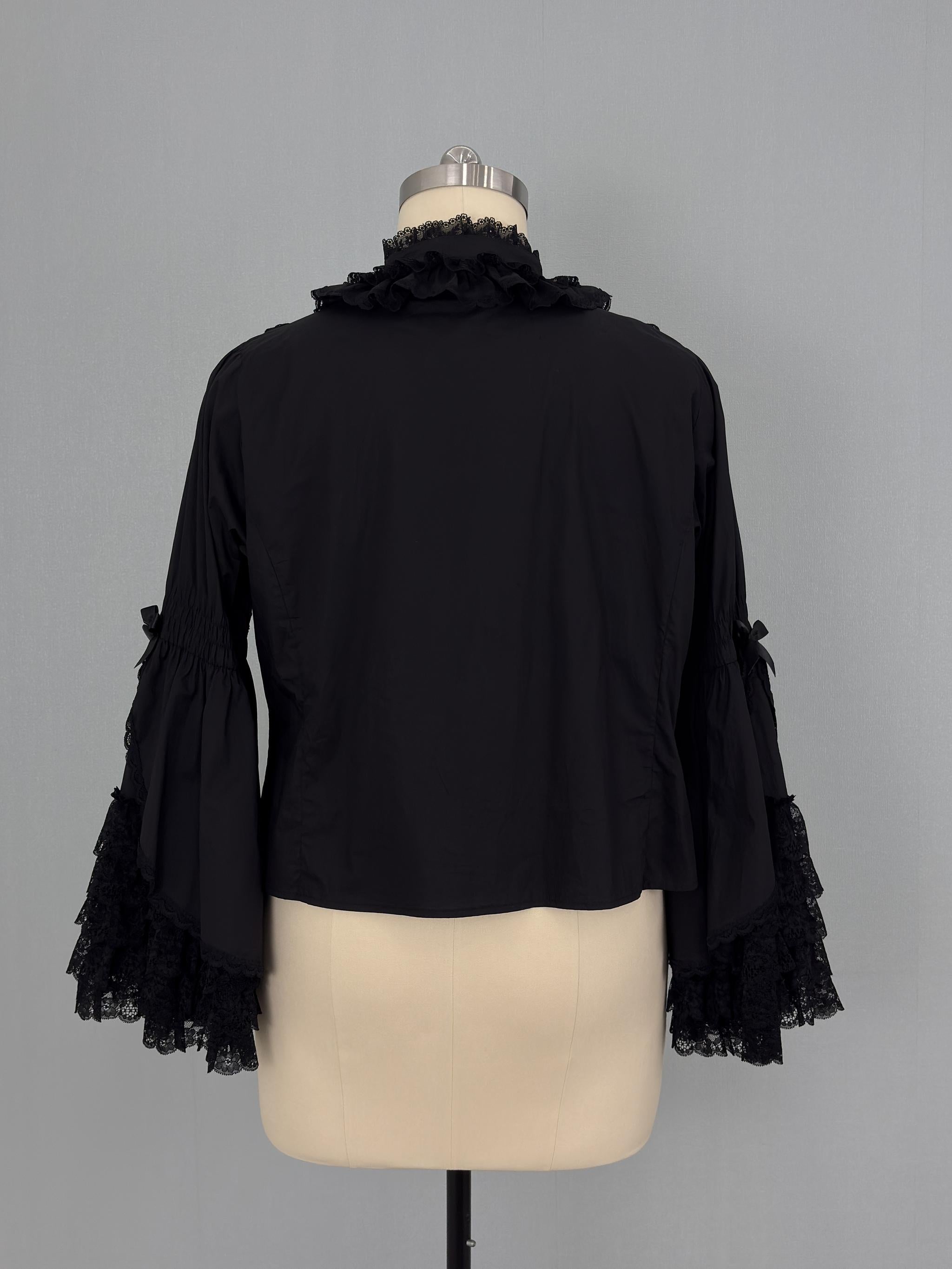 Plus Size Cotton Lolita Blouse, Princess Lace Sleeves 45596:865056