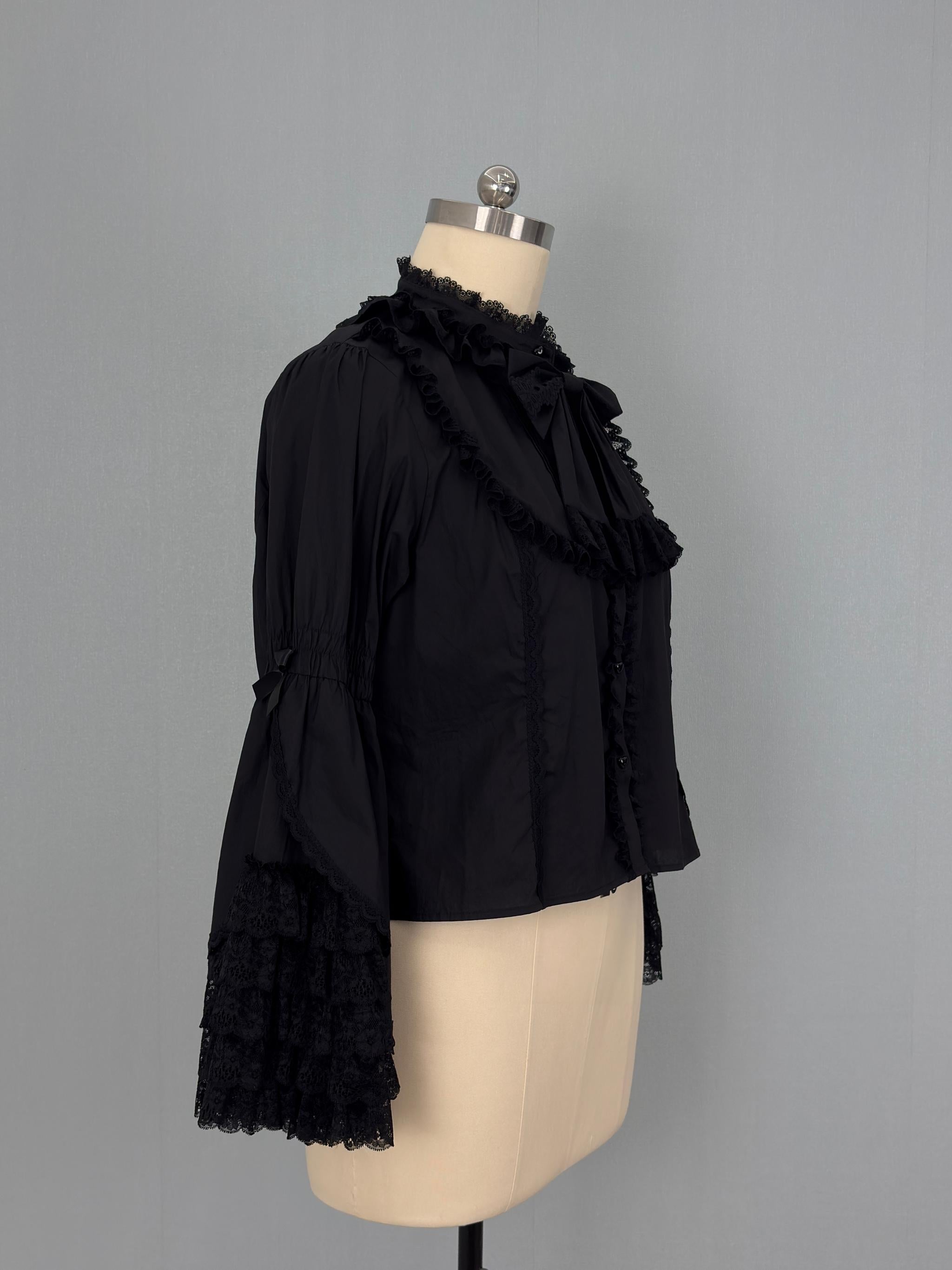 Plus Size Cotton Lolita Blouse, Princess Lace Sleeves 45596:866499