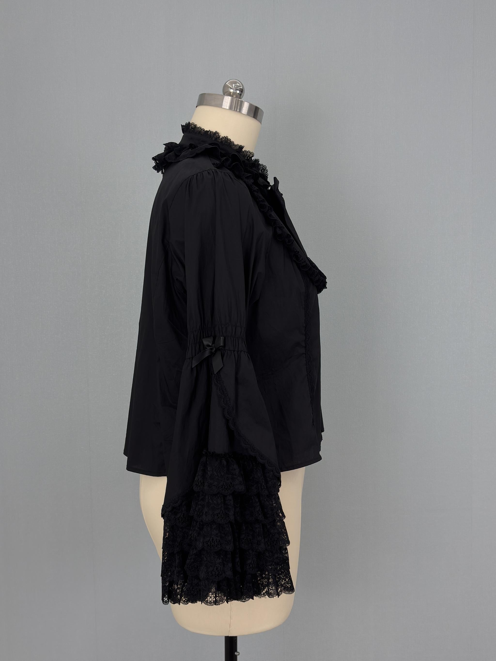 Plus Size Cotton Lolita Blouse, Princess Lace Sleeves 45596:865048