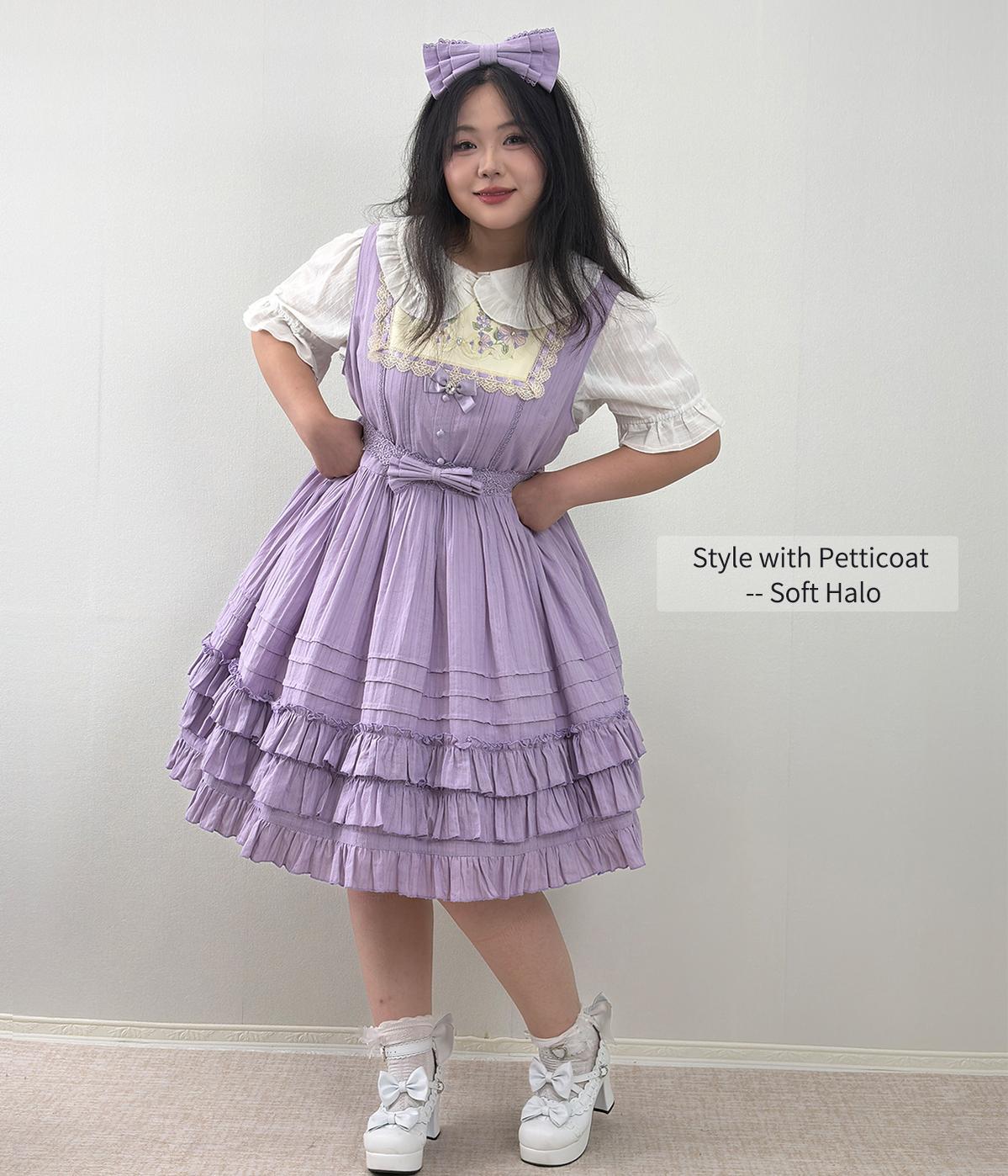 Cotton Plus Size Lolita Jumper Dress, Floral Embroidery 45595:866072
