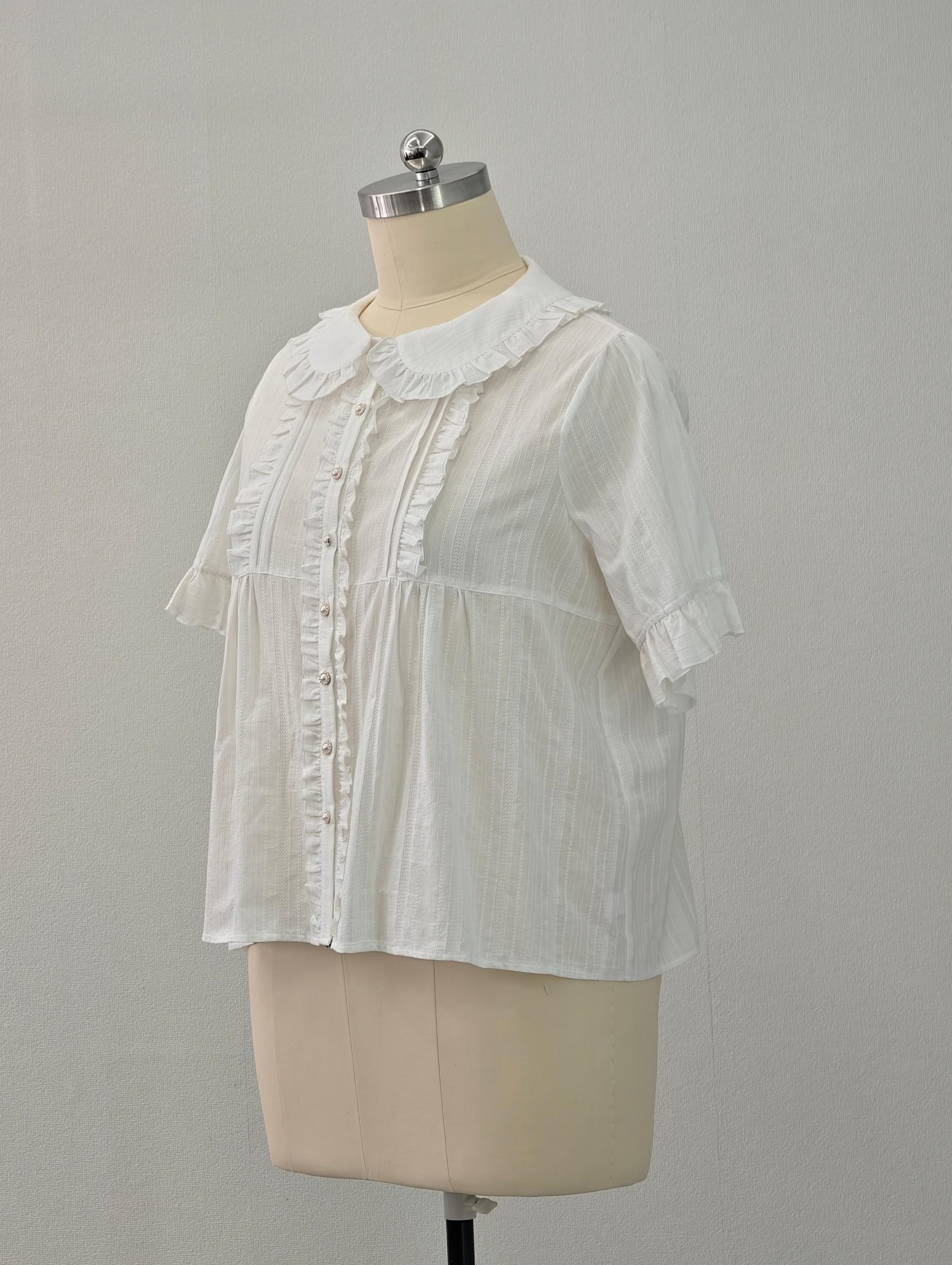 Cotton Plus Size Lolita Blouse, Peter Pan Collar 45598:866502