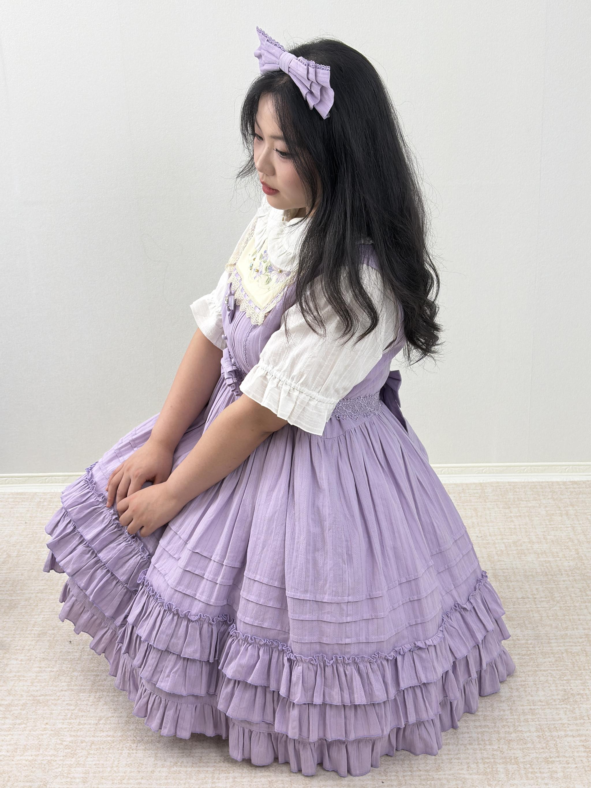 Cotton Plus Size Lolita Jumper Dress, Floral Embroidery 45595:865123