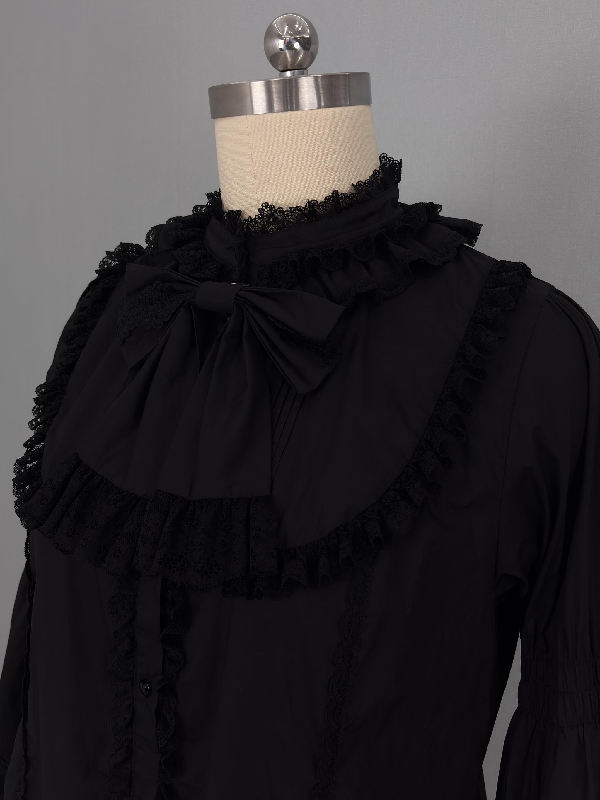 Plus Size Cotton Lolita Blouse, Princess Lace Sleeves 45596:865055