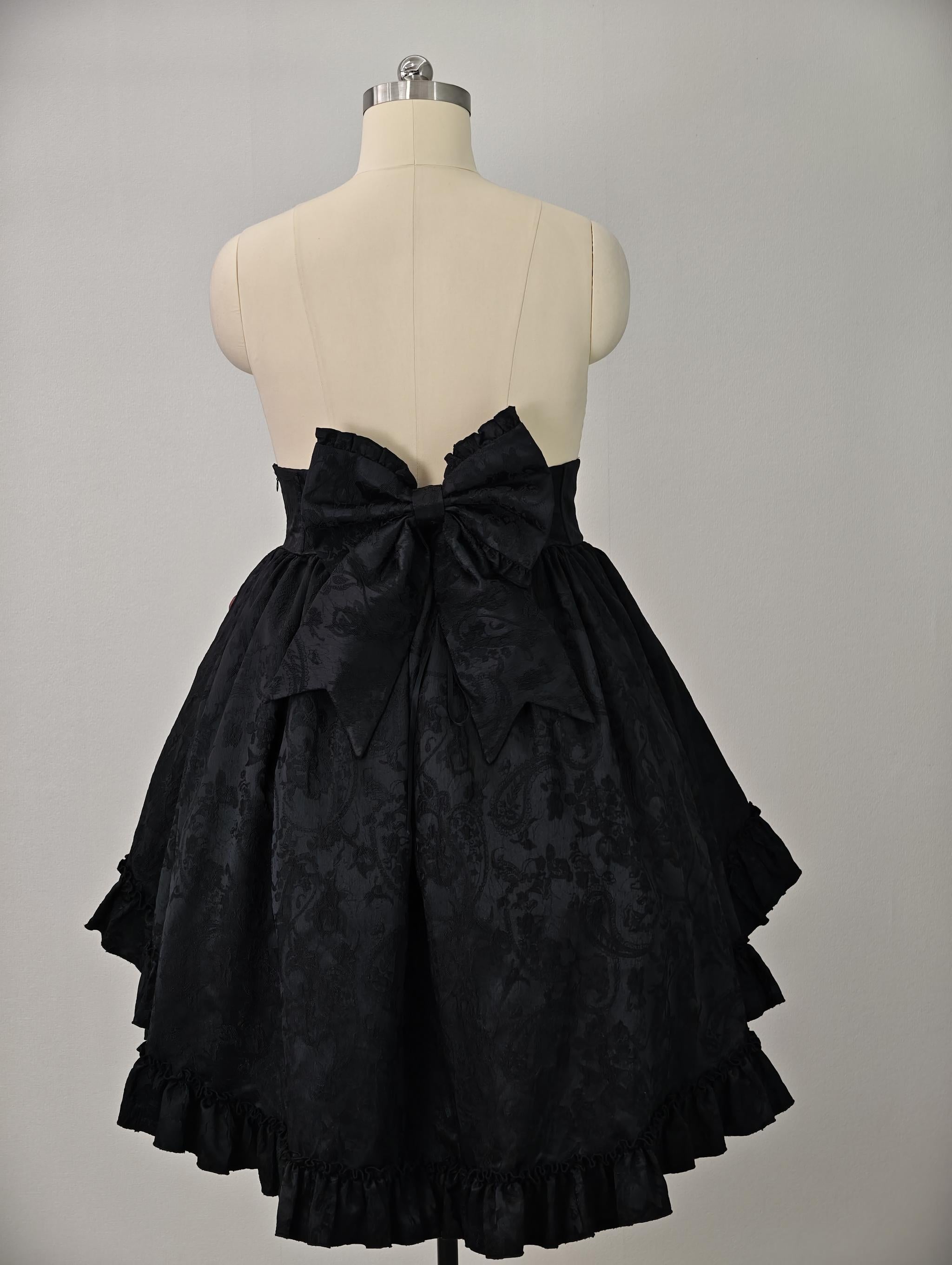 Blood Moon Rose - Gothic Lolita Plus Size Skirt with Integrated Jacquard Waist Cincher 45599:864981