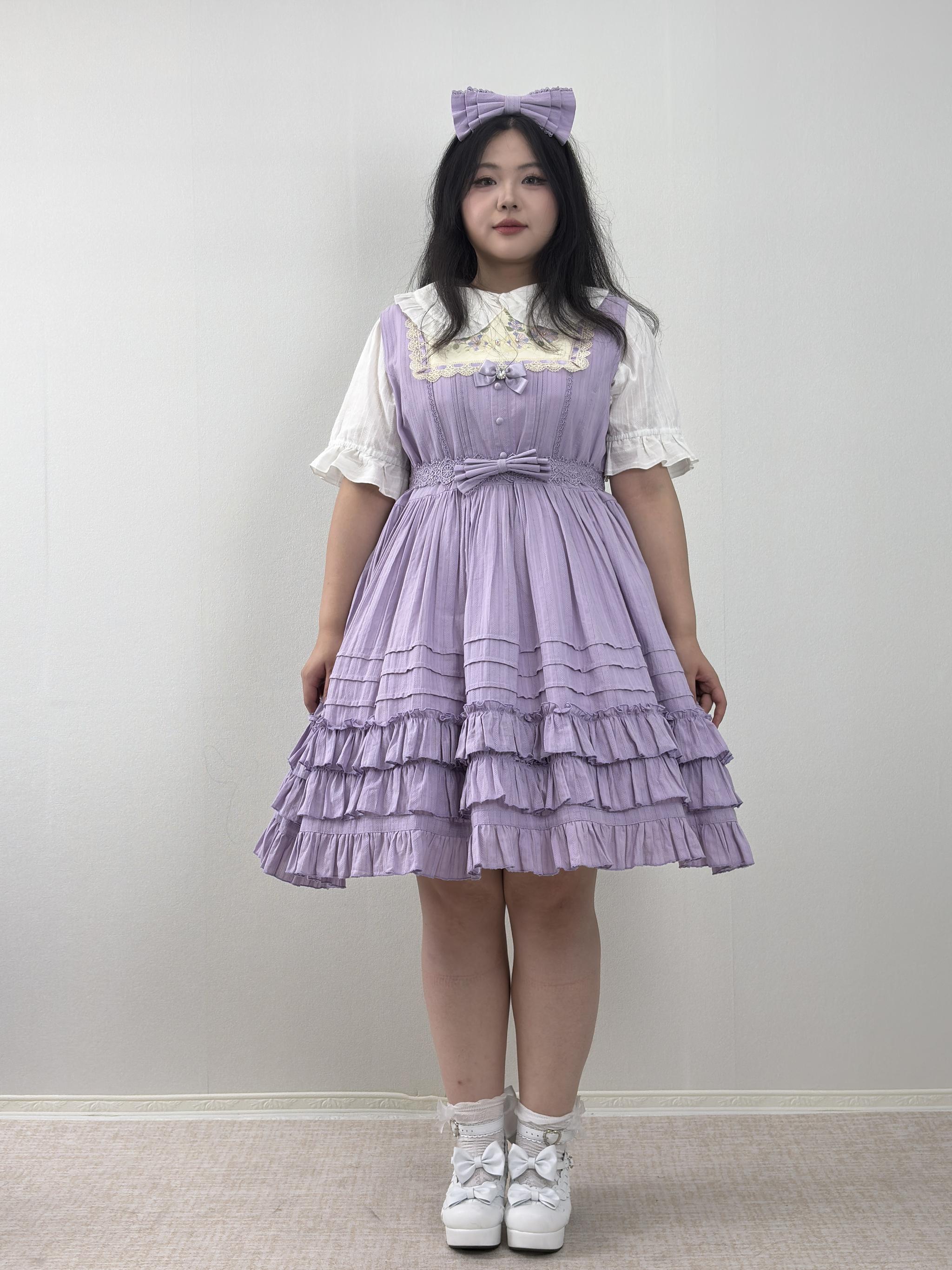 Cotton Plus Size Lolita Jumper Dress, Floral Embroidery 45595:865117