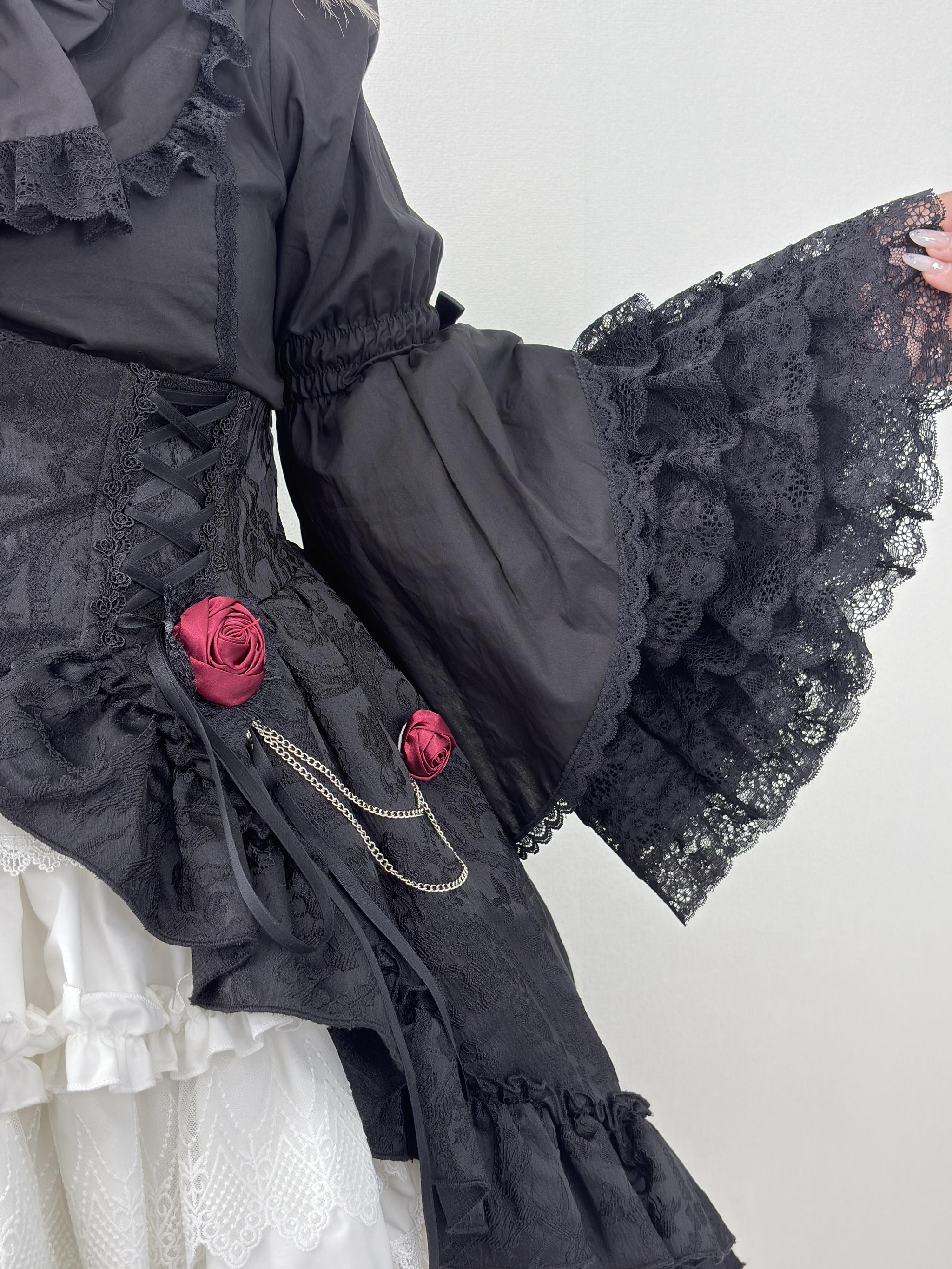 Plus Size Cotton Lolita Blouse, Princess Lace Sleeves 45596:865060