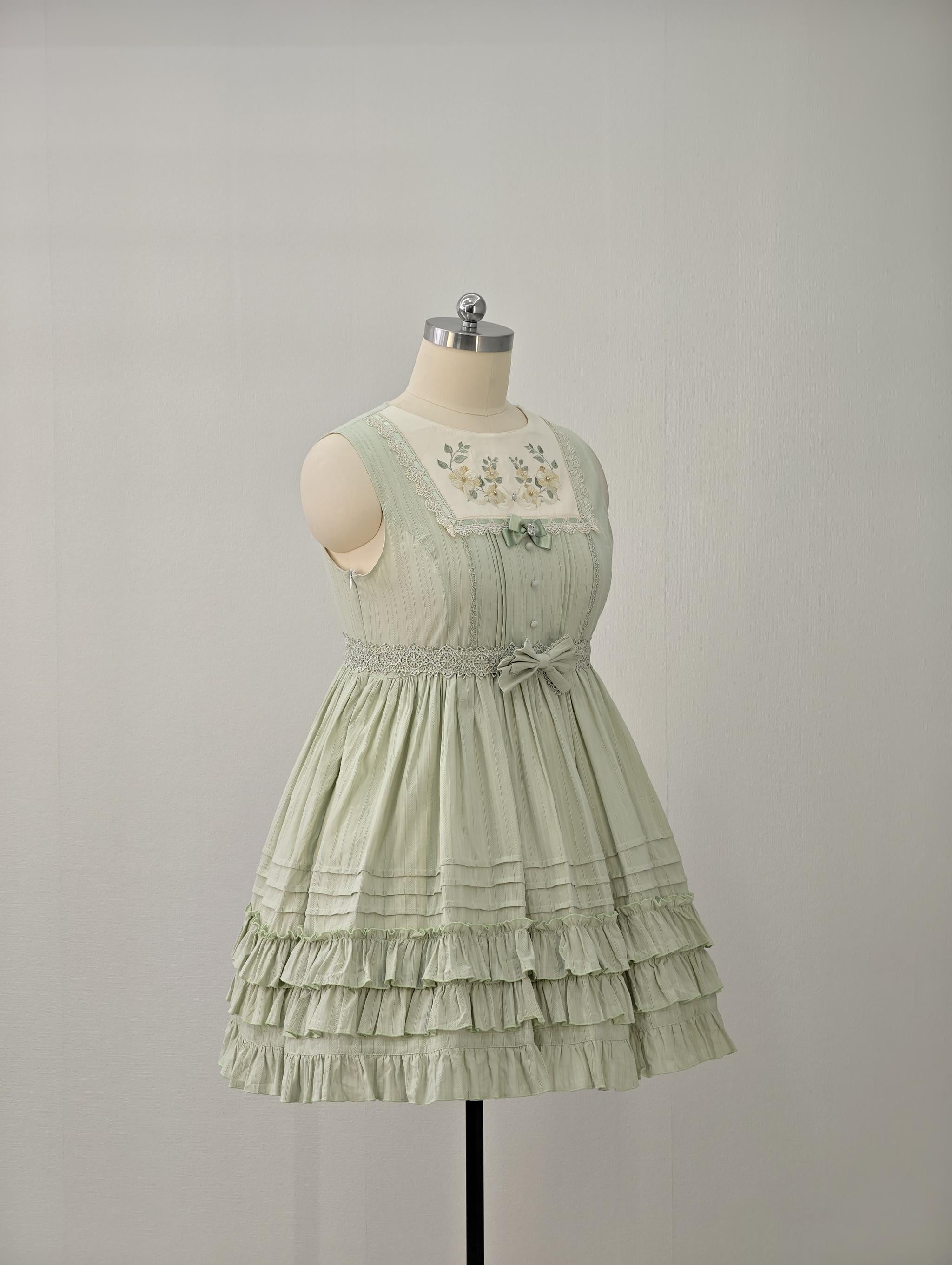 Cotton Plus Size Lolita Jumper Dress, Floral Embroidery 45595:865095