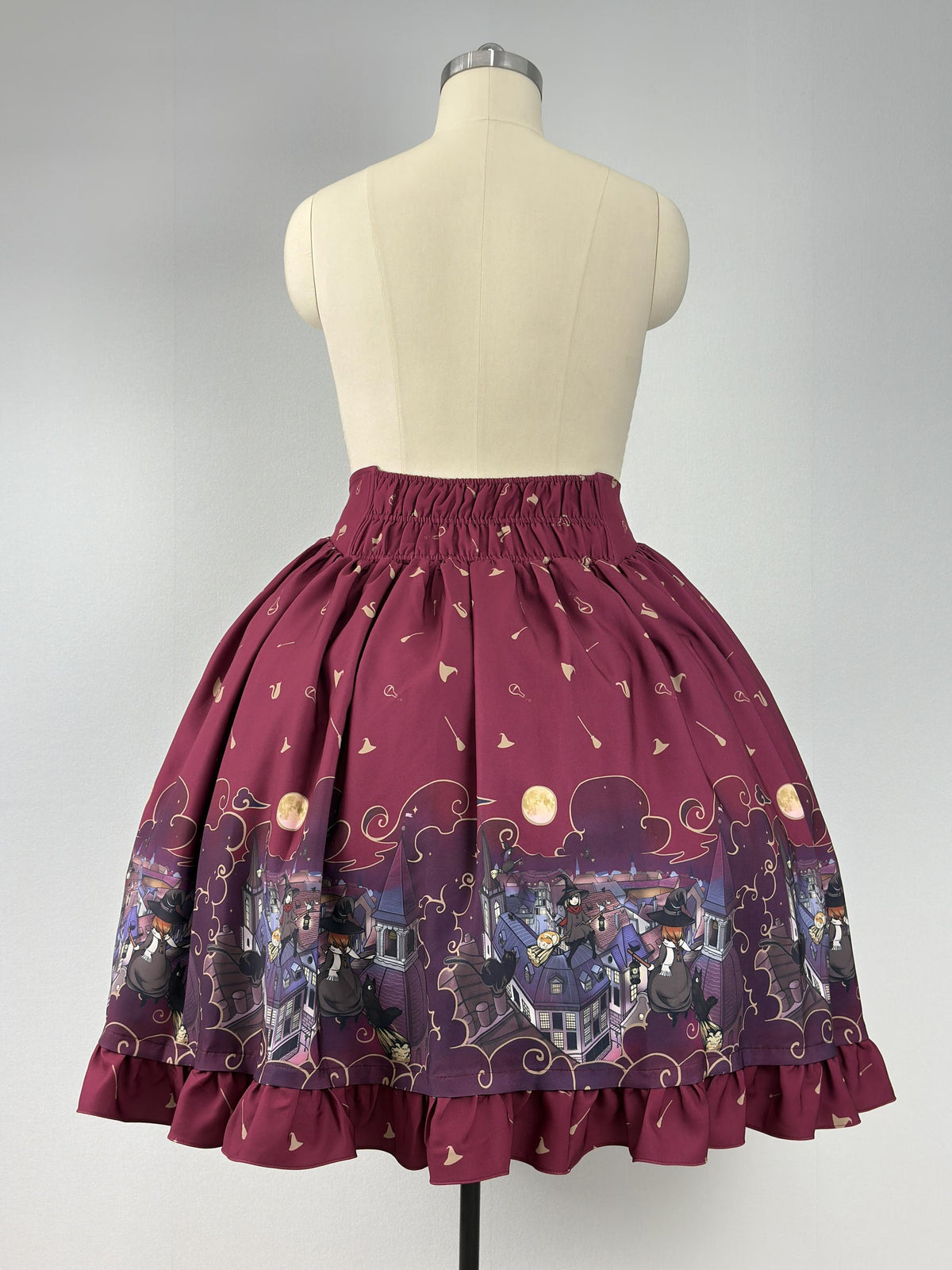 Witching Night - Halloween Gothic Lolita Plus Size Skirt, Witch-Themed Print 46090:874815