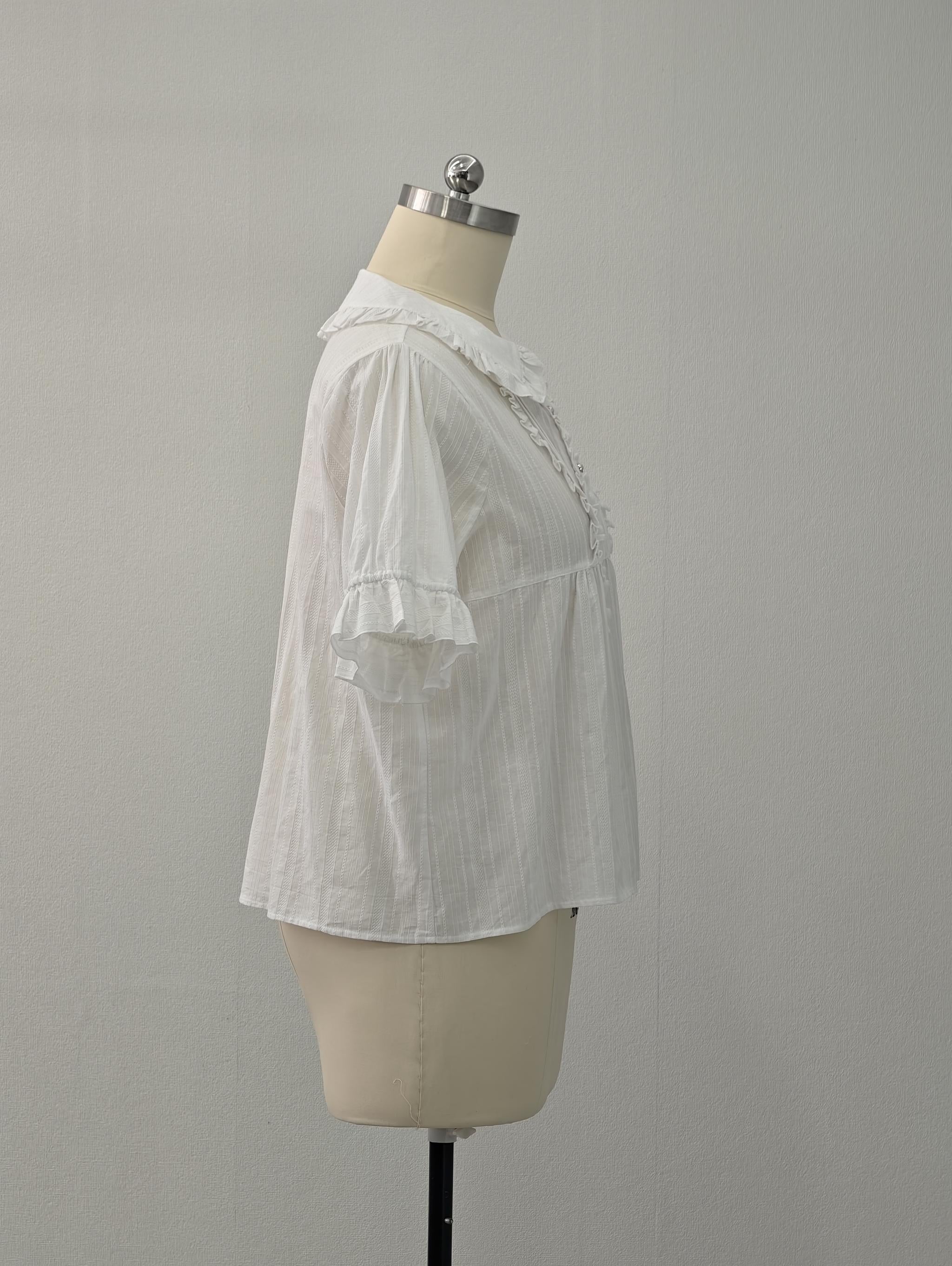 Cotton Plus Size Lolita Blouse, Peter Pan Collar 45598:865016