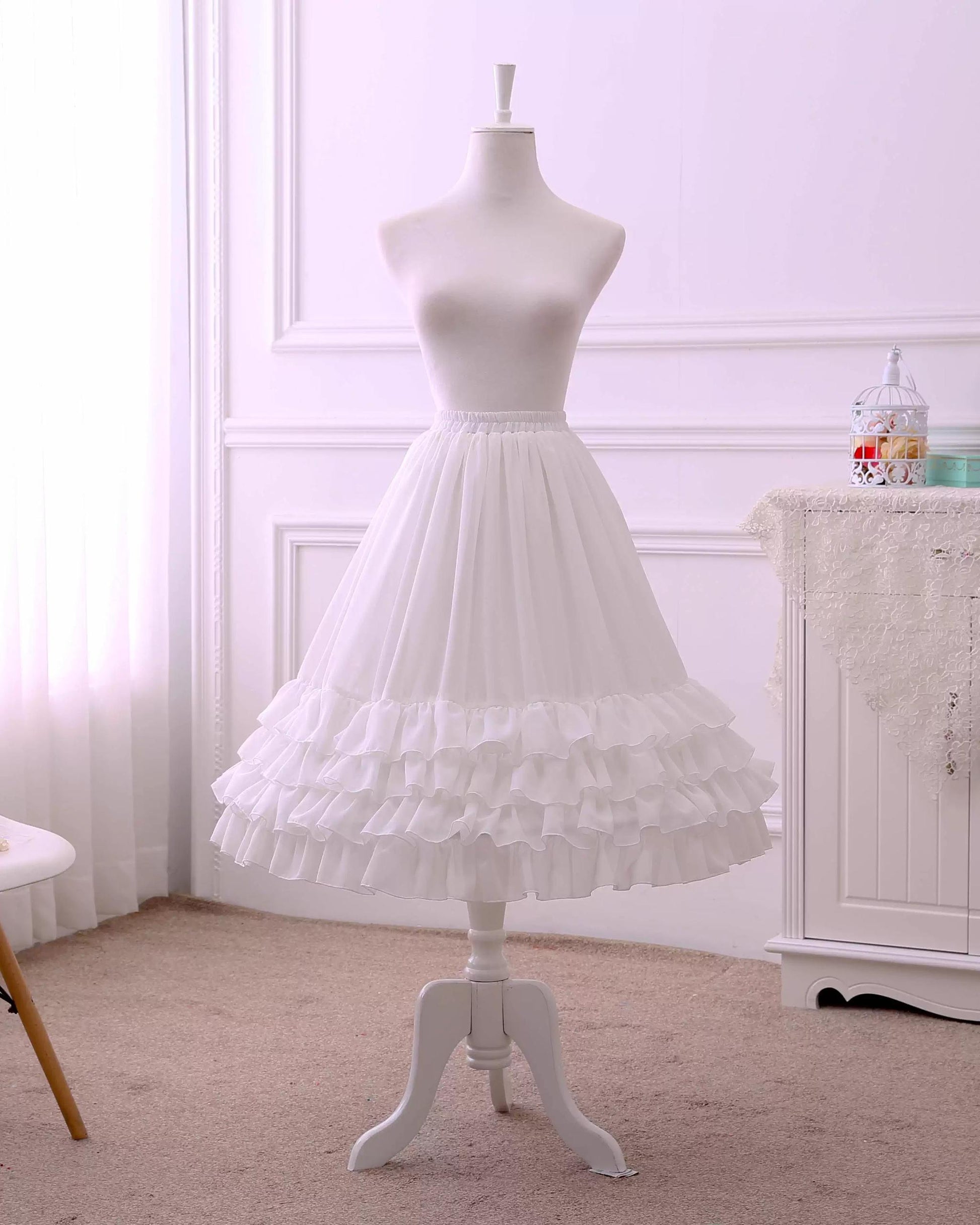 Manyiluo - 27.6" (70 cm) A-line Lolita Petticoat, Adjustable Puffiness 43980:790758