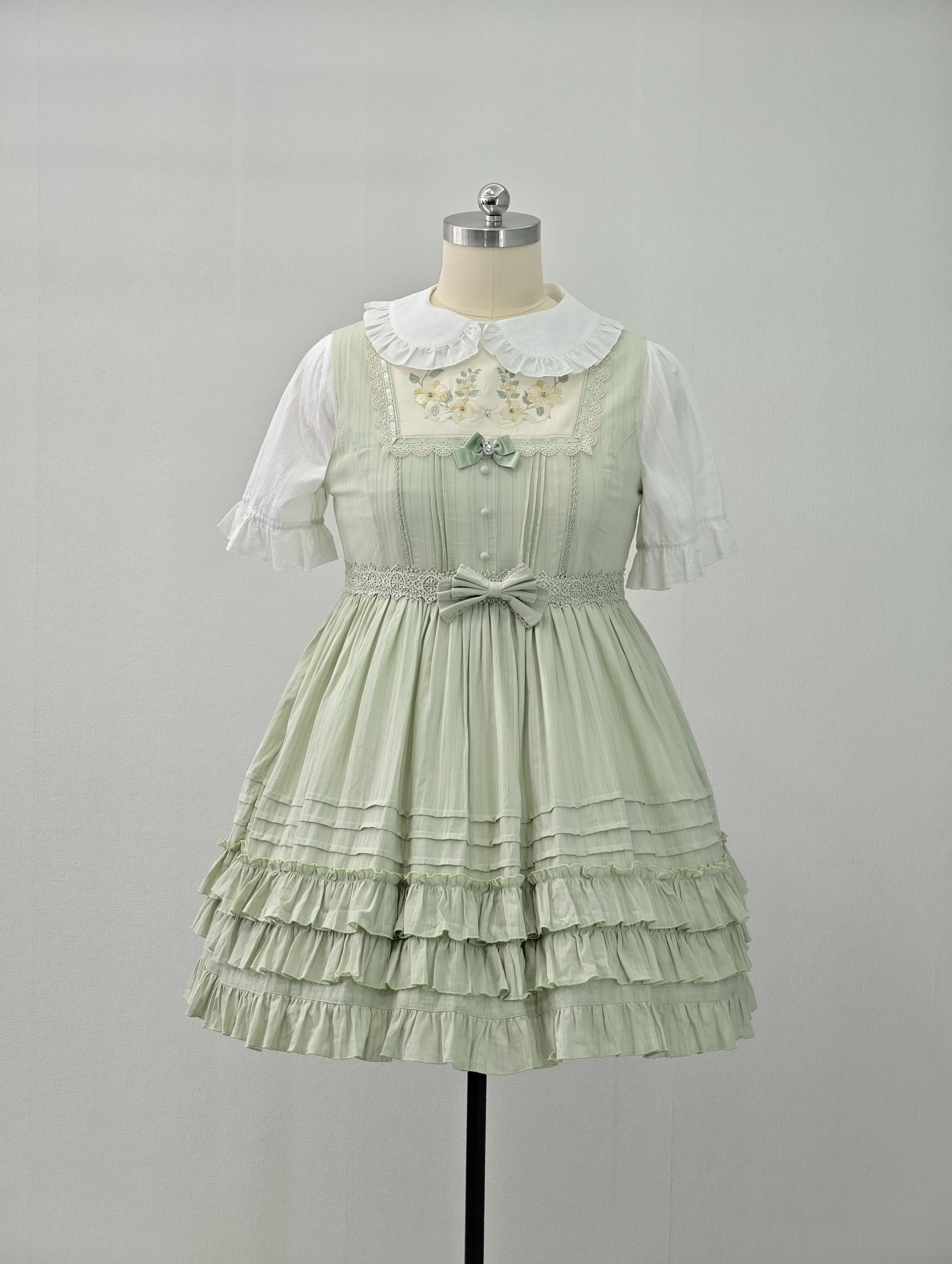 Cotton Plus Size Lolita Jumper Dress, Floral Embroidery 45595:865107