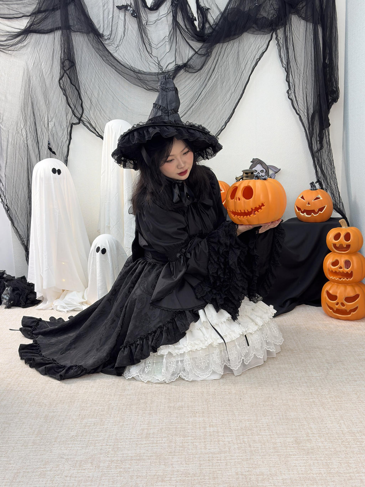 Plus Size Cotton Lolita Blouse, Princess Sleeves 45596:871693