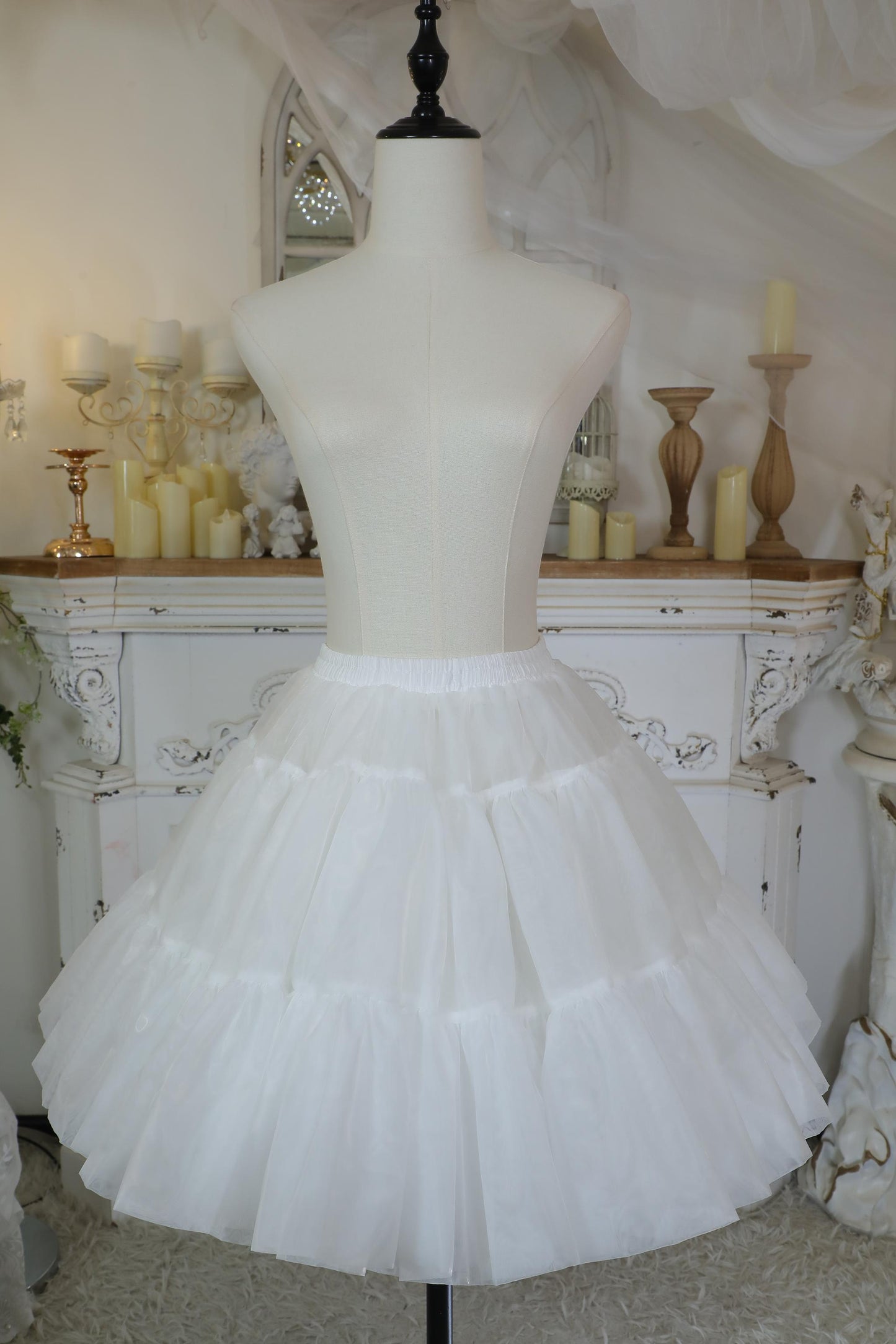 Noloria - White Puffy Lolita Petticoat, 17.7" (45 CM), Cotton Lining (White) 43722:783762