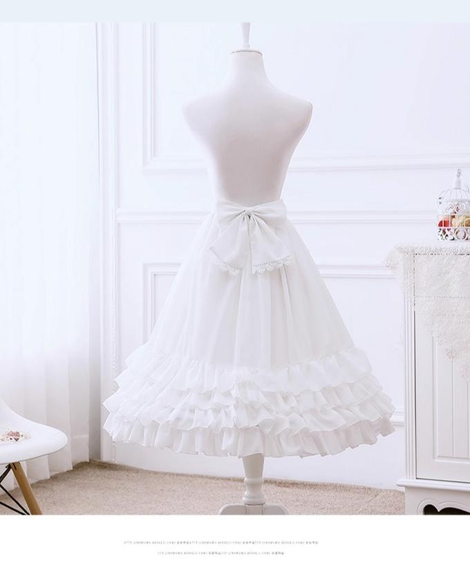 Manyiluo - 27.6" (70 cm) A-line Lolita Petticoat, Adjustable Puffiness (White) 43980:790752