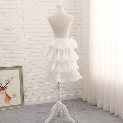 Manyiluo - Bustle Style Lolita Petticoat, Adjustable Length & Puffiness (White) 43970:791169