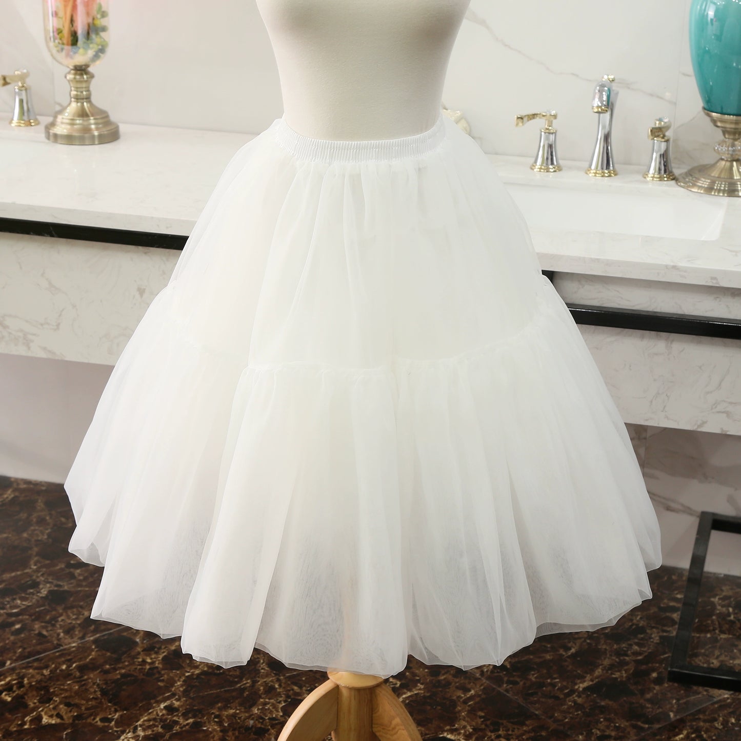 Manyiluo - 24.4" (62 cm) Extended Boneless Lolita White Petticoat (White) 43969:790866